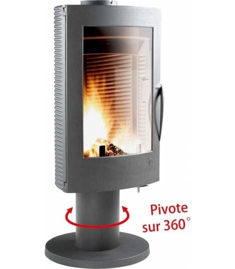 Poêle à bois PHAROS – Invicta | 12 kW, Fonte Anthracite, Moderne, 7 étoiles Flamme Verte