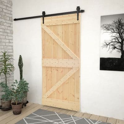 Porte en bois de pin massif 100x210 cm – Coulissante ou battante, Kit d’installation inclus