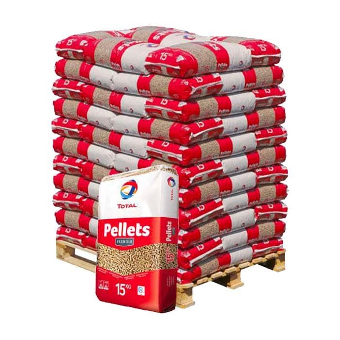 Pellets de bois TotalEnergies Premium DIN Plus – Palette 66 sacs de 15 kg – 100% naturel