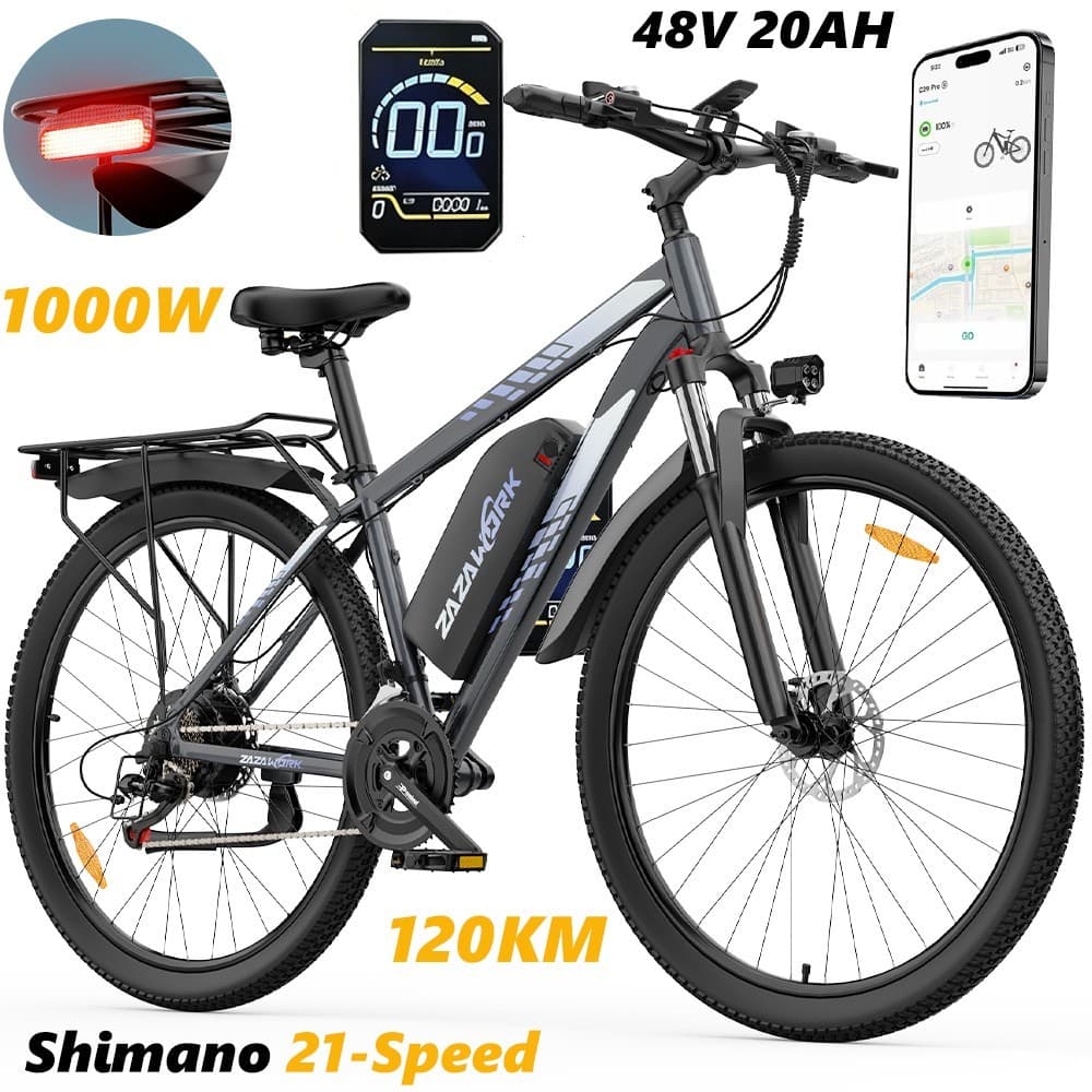 1000W Herren 29 Zoll Elektrofahrrad 48V 20AH E-Mountainbike 21 Gänge 50KM/H APP