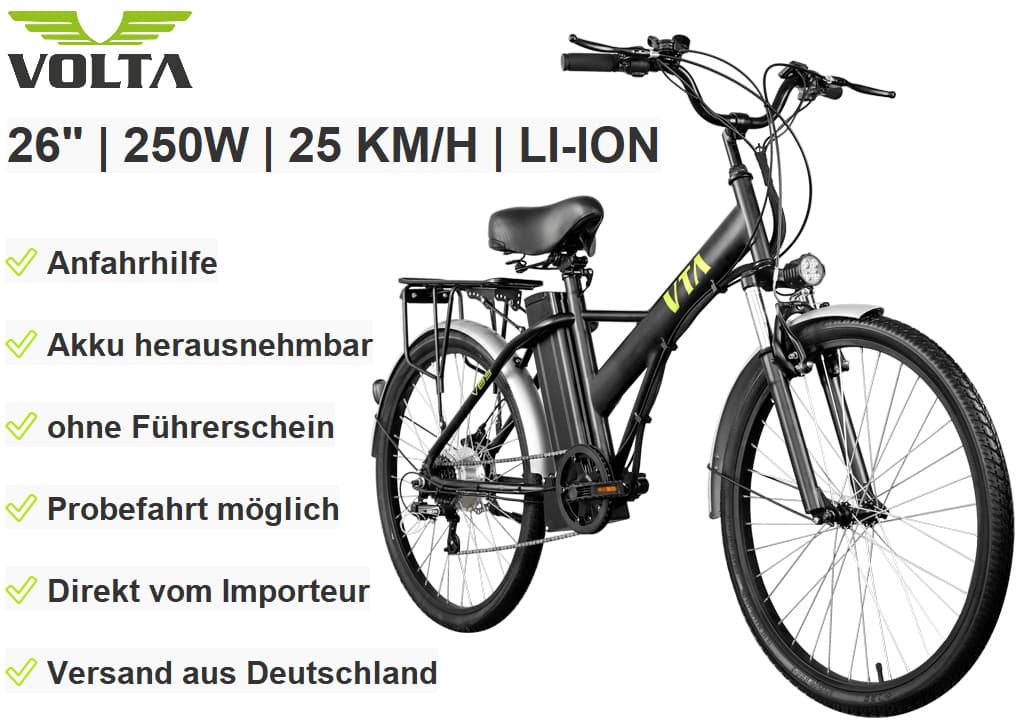 Elektrofahrrad Citybike E-Bike 26 Zoll Pedelec Fahrrad 250W 36V Motor 6 GangVB3