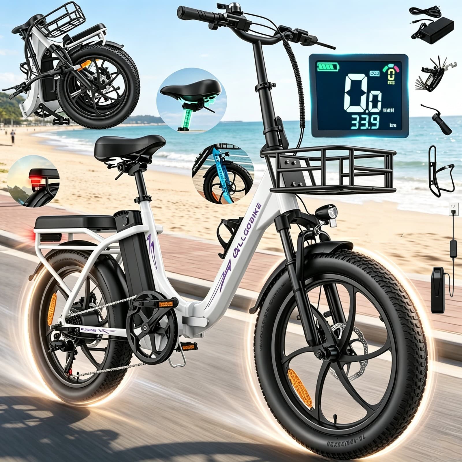 20 Zoll Klappbar Elektrofahrrad 48V 20Ah Damen Herren City Pendler E-Bike 32km/h