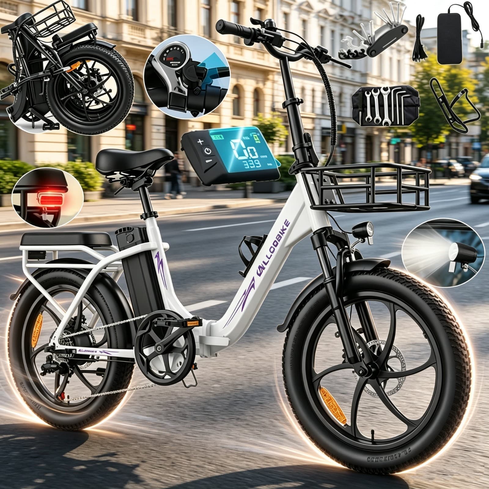 20 Zoll Herren Klapprad E-Bike 48V 20Ah 250W Pedelec City Pendler Elektrofahrrad