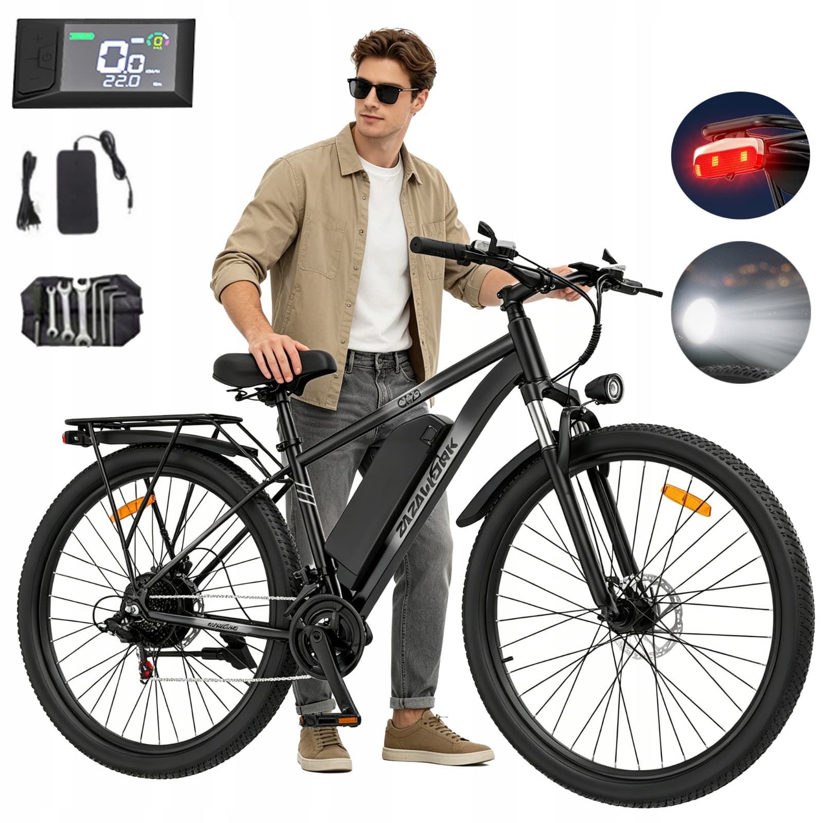 Elektrofahrrad 29 Zoll Herren/Damen 48V 15AH 38KM/H E-Mountainbike 21-Gang 90KM