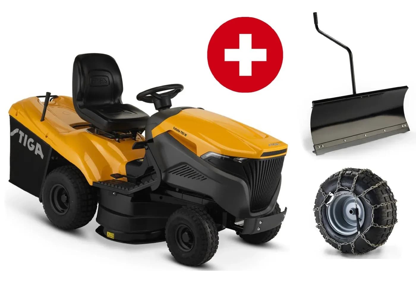 Rasentraktor Stiga Estate 792 W - Winterpaket mit Schneeschild und Schneeketten
