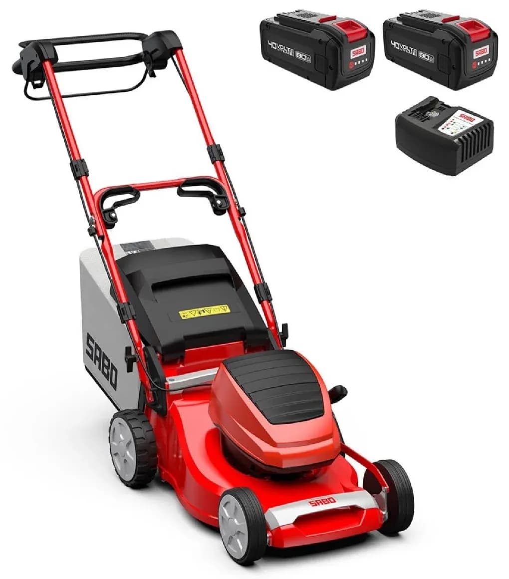 Akku-Rasenmäher Sabo 43-Accu VARIO mit 2x 8 Ah Akkus und Schnellladegerät