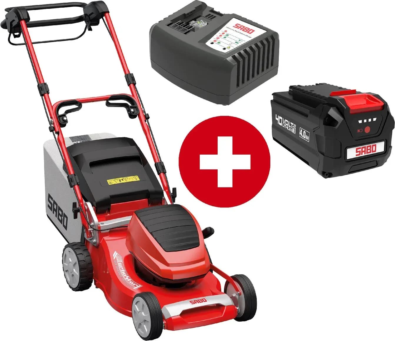 Akku-Rasenmäher Sabo 43-Accu VARIO mit 1x 4 Ah Akku und Schnellladegerät