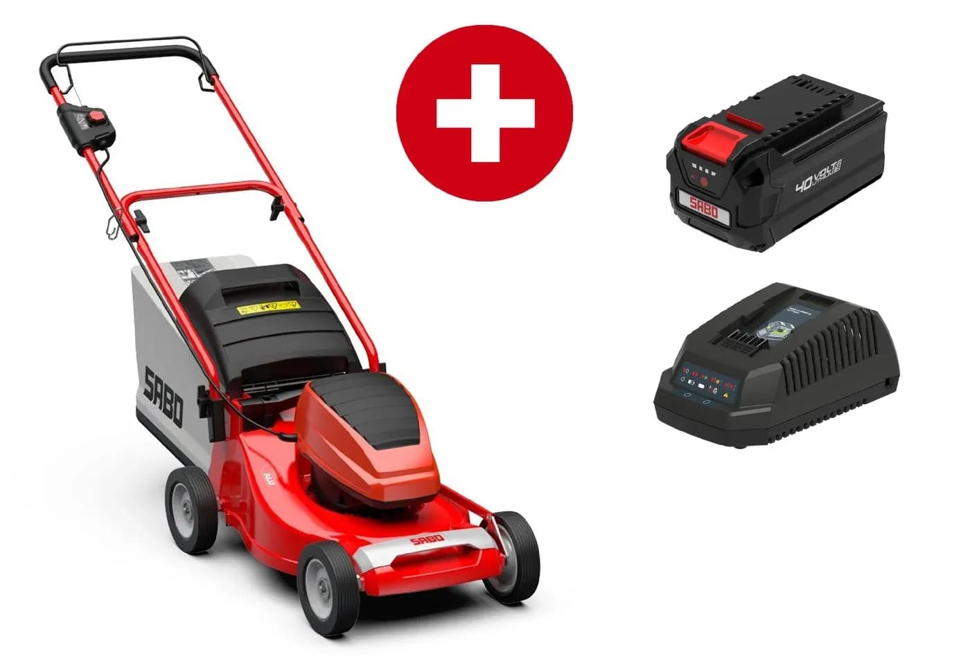Akku-Rasenmäher Sabo 43-Accu Set mit 4Ah Akku und Ladegerät