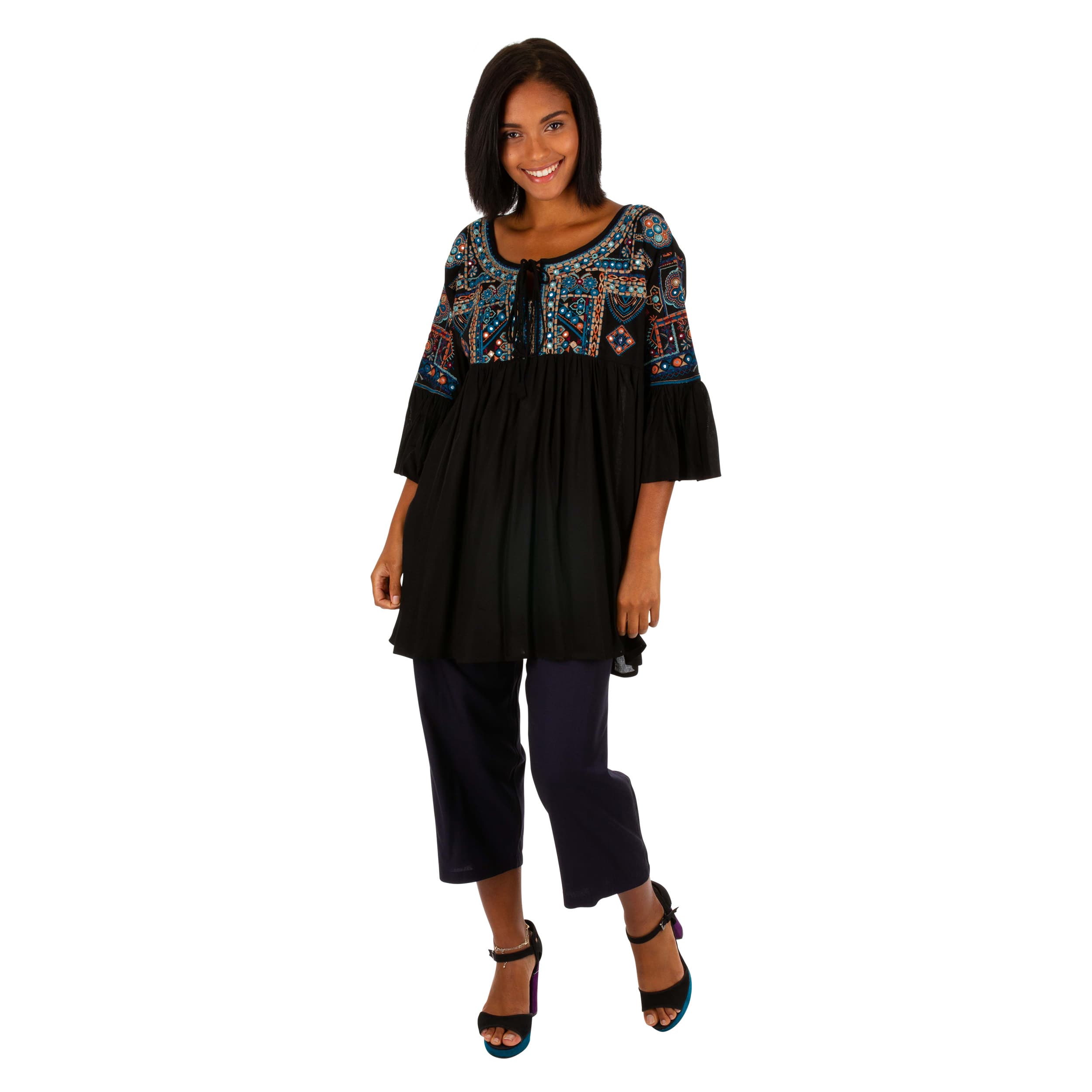 Tunique été Lucinde - 100% rayonne - noir - Akoustik Online