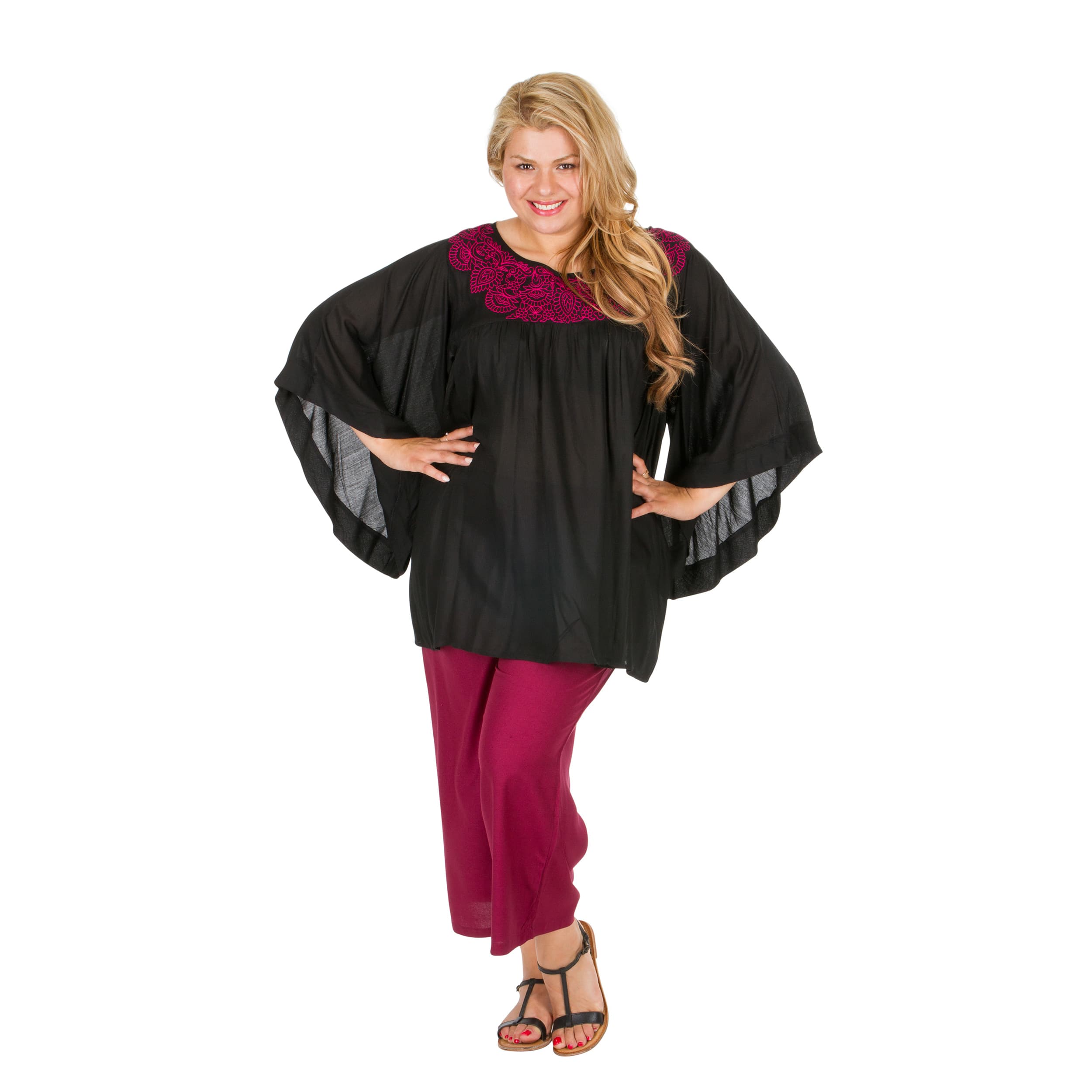 Tunique été Christiana - 100% rayonne - noir, rose - Akoustik Online