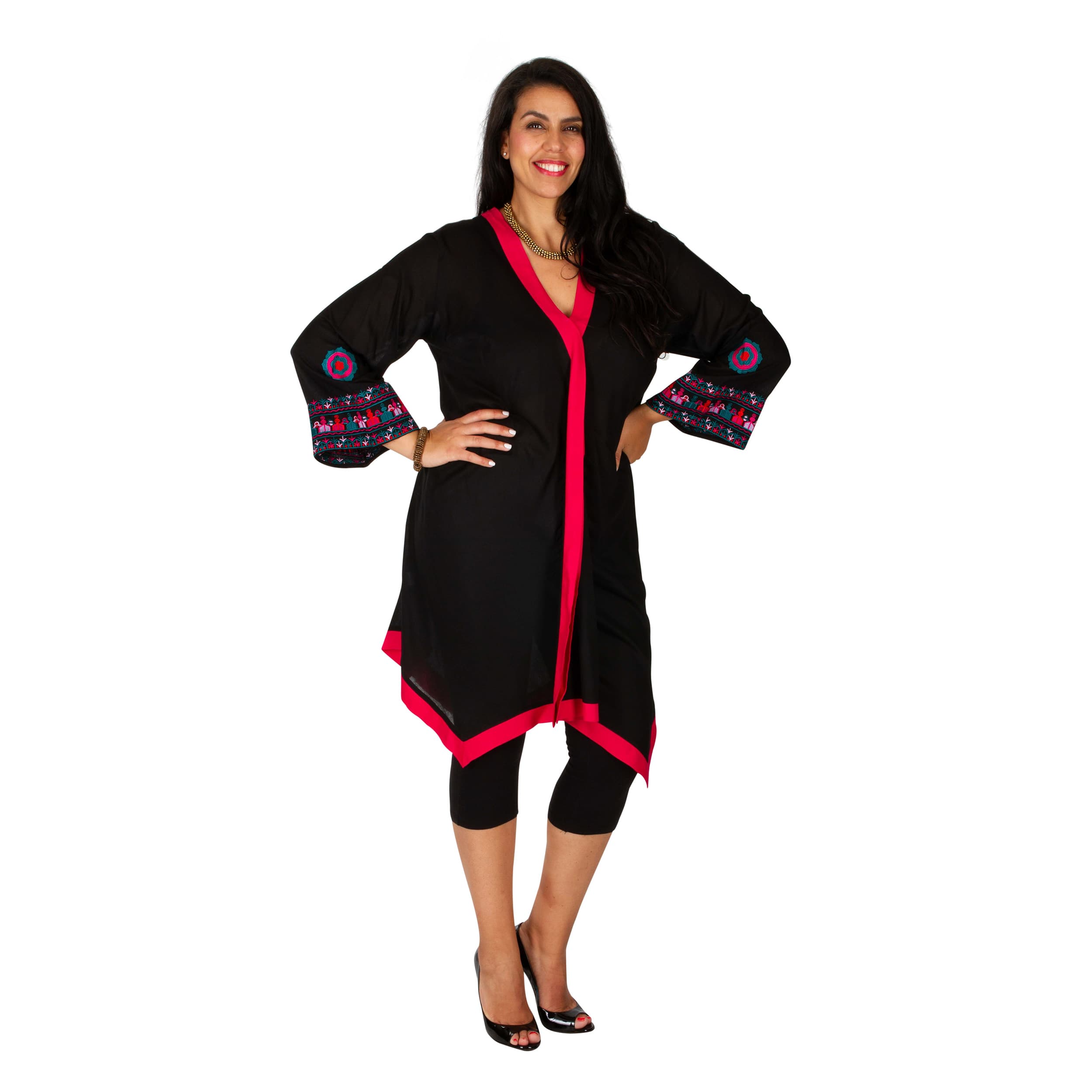 Tunique été Eryn - 100% rayonne - noir, rose - Akoustik Online