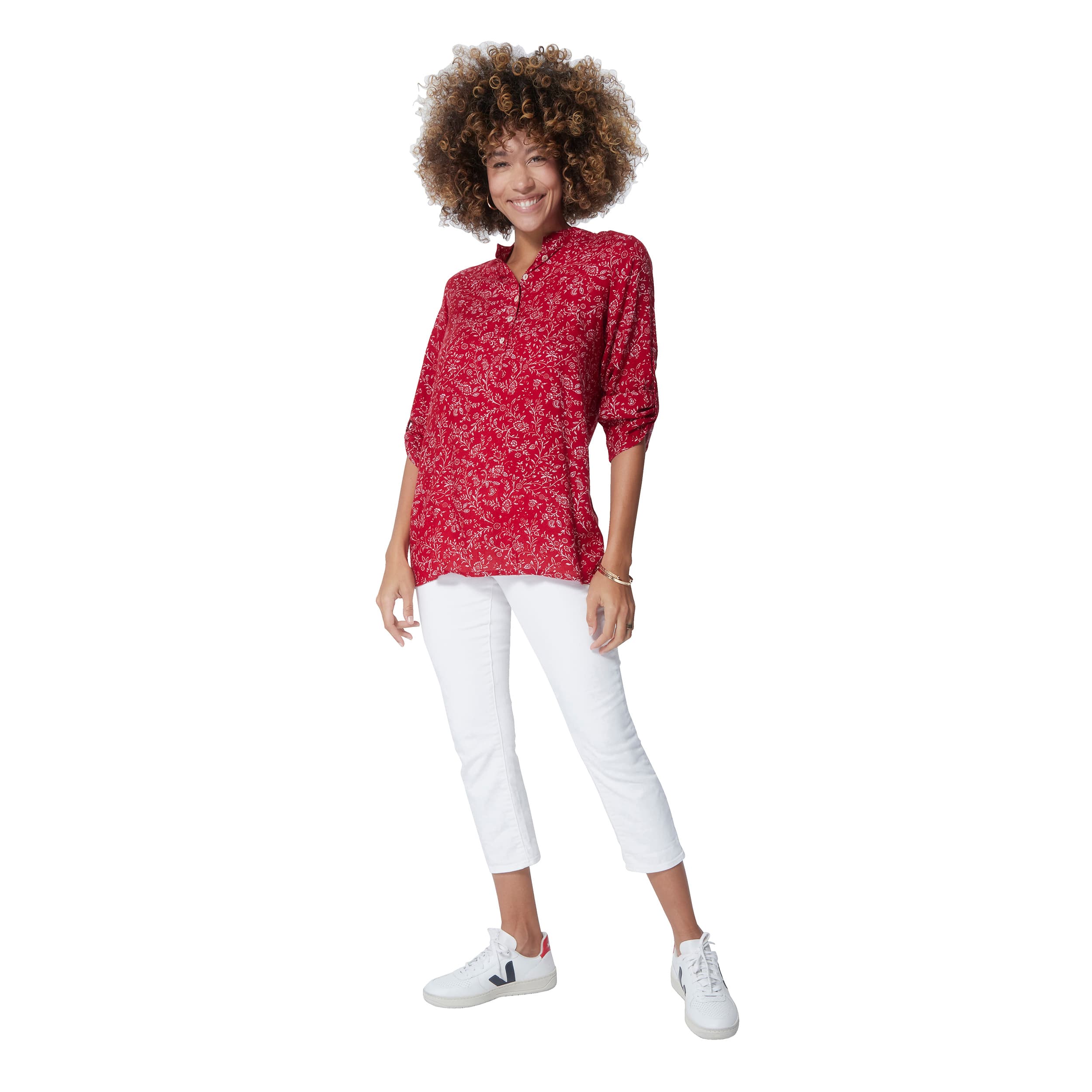 Top été long manches 3/4 Henley - 100% viscose - Akoustik Online