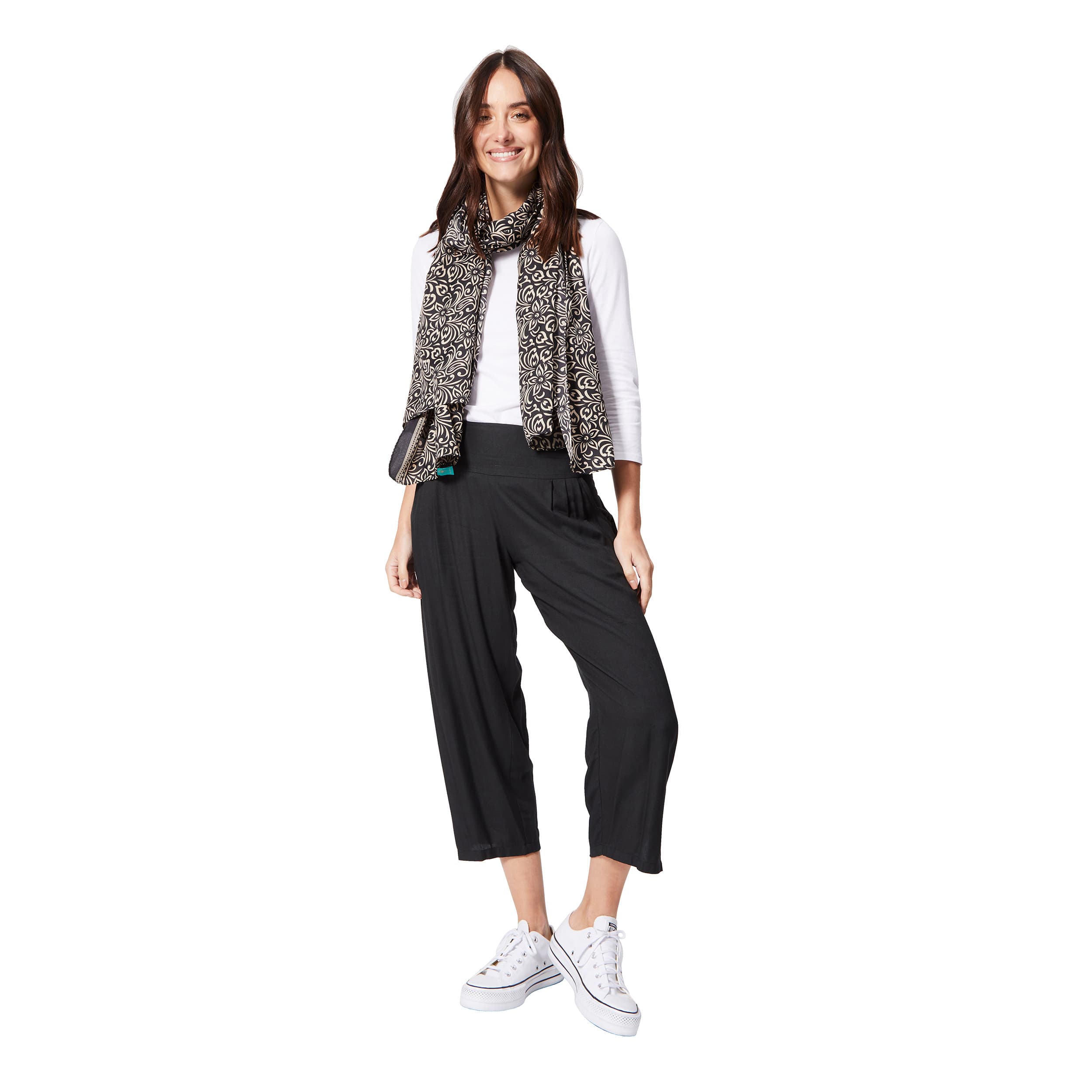 Foulard été Rowanne - 100% polyester - noir, creme - Akoustik Online