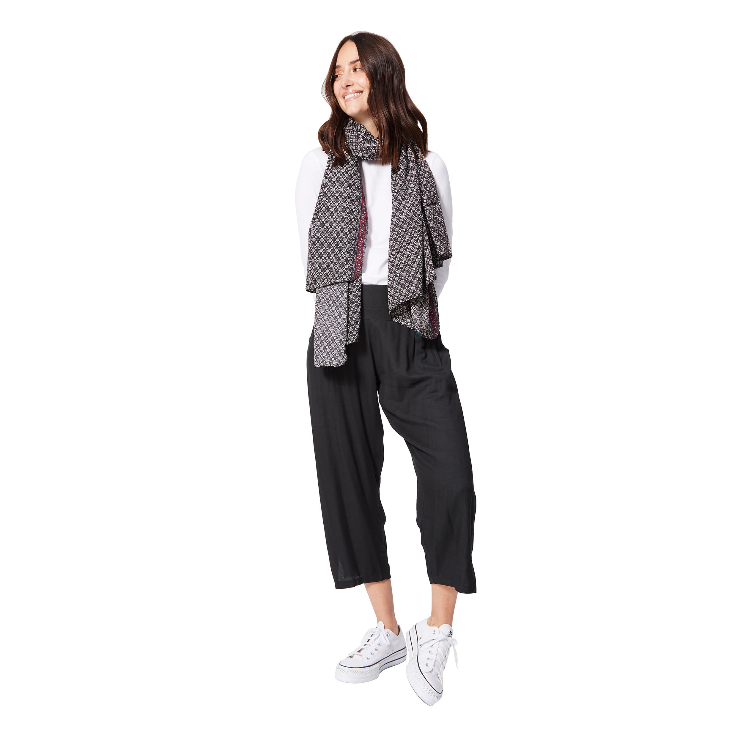 Foulard été Teppo - 100% polyester - noir, creme - Akoustik Online