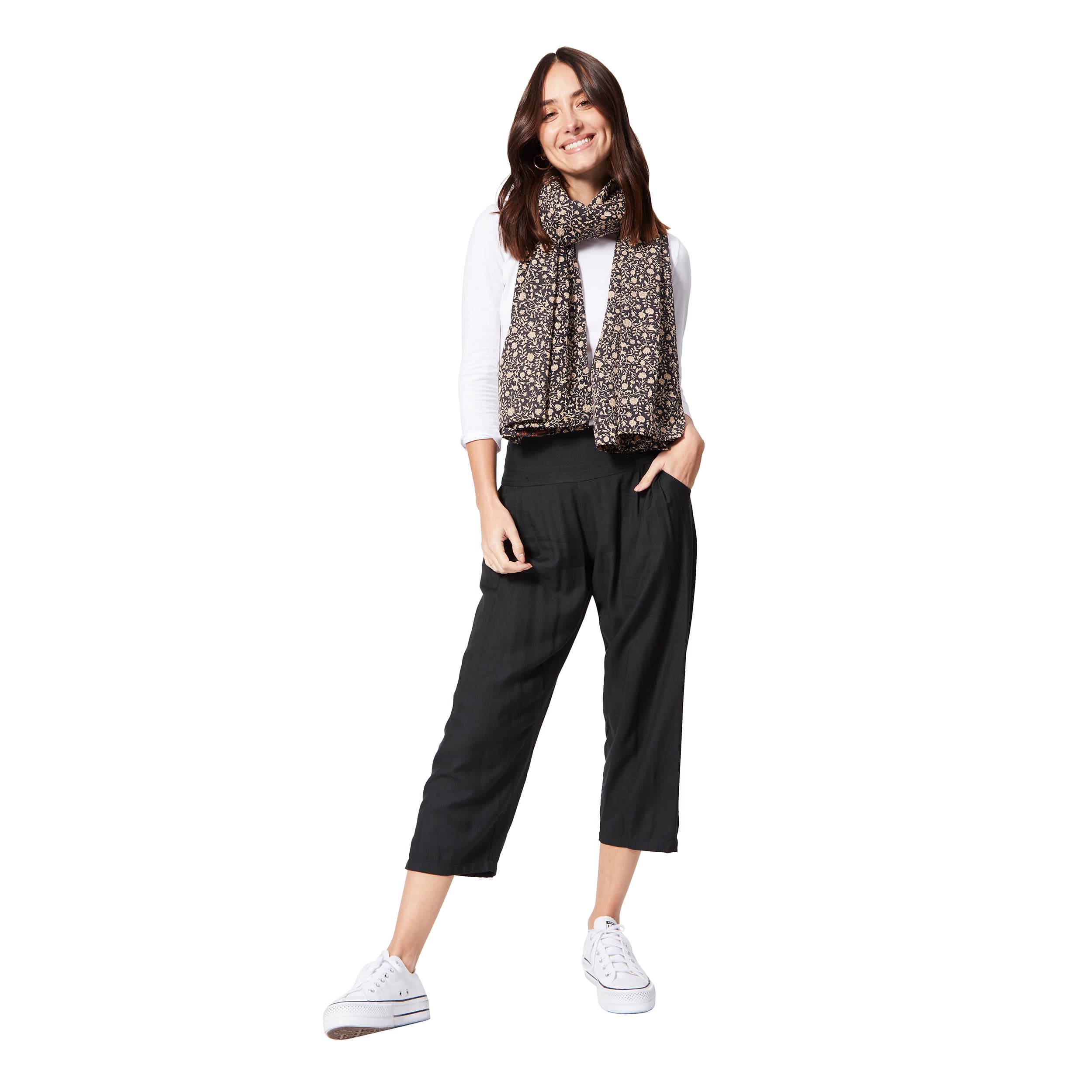 Foulard été Eugênio - 100% polyester - noir, beige - Akoustik Online