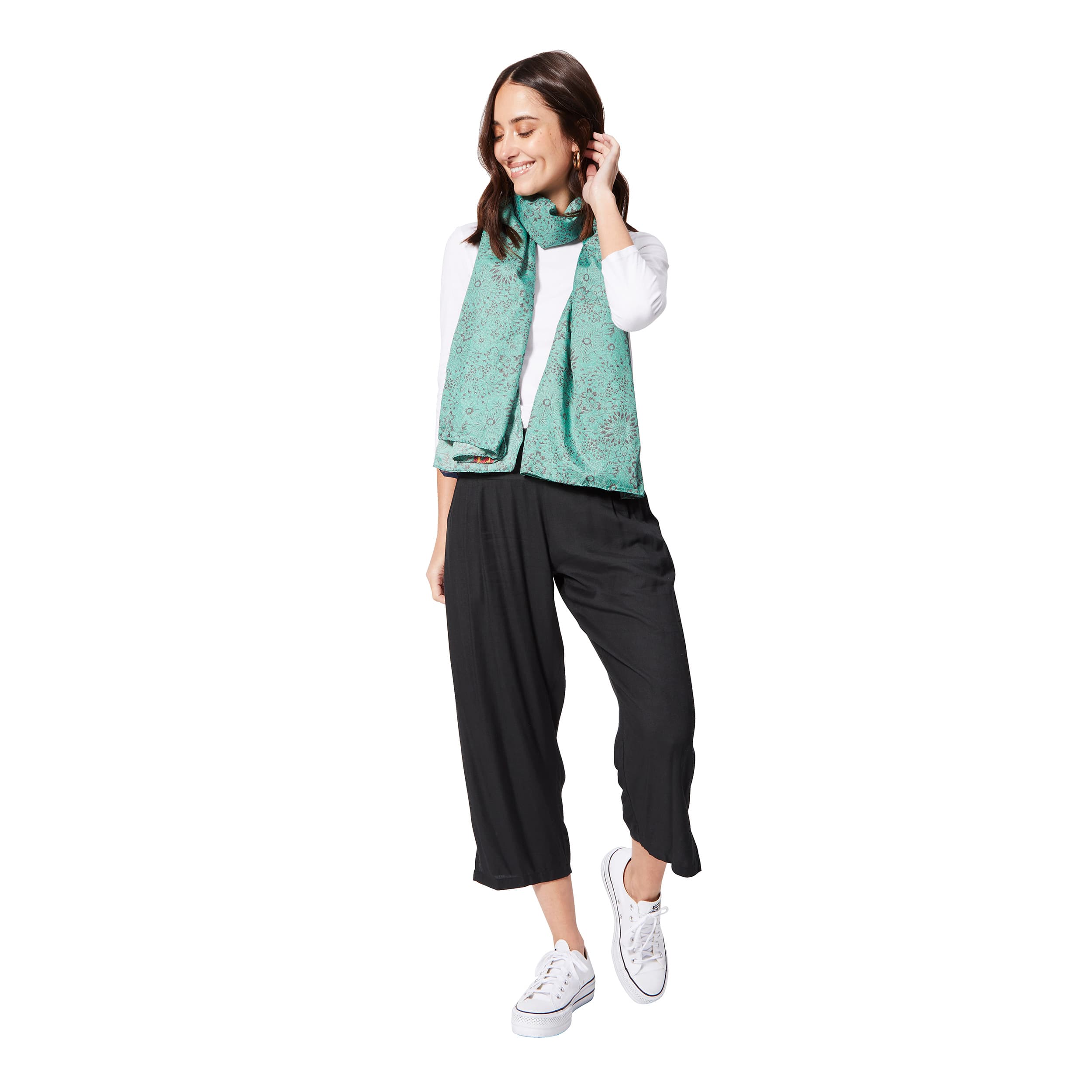 Foulard été Sohrab - 100% polyester - vert, gris - Akoustik Online
