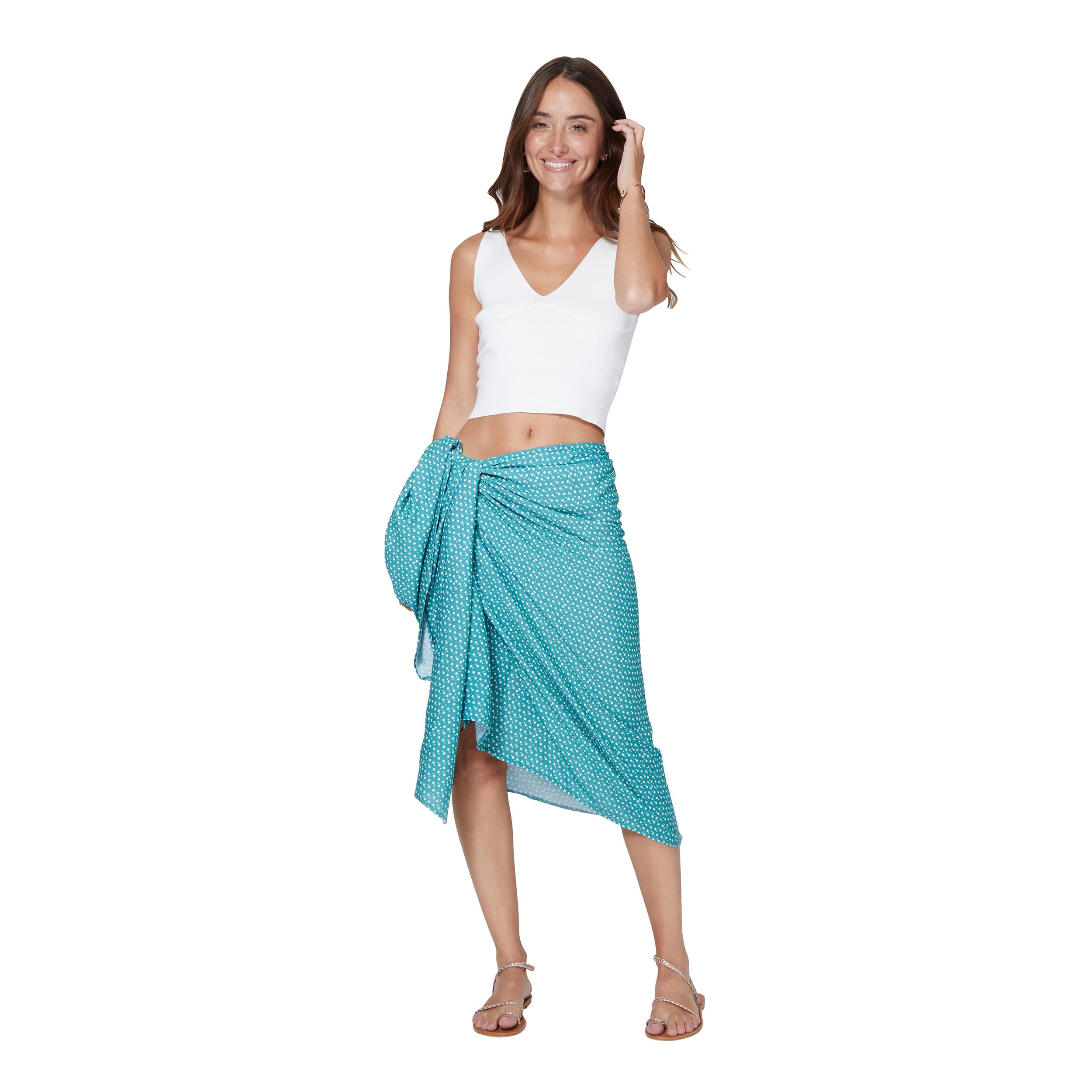 Foulard été Quentin - 100% viscose - vert, blanc - Akoustik Online