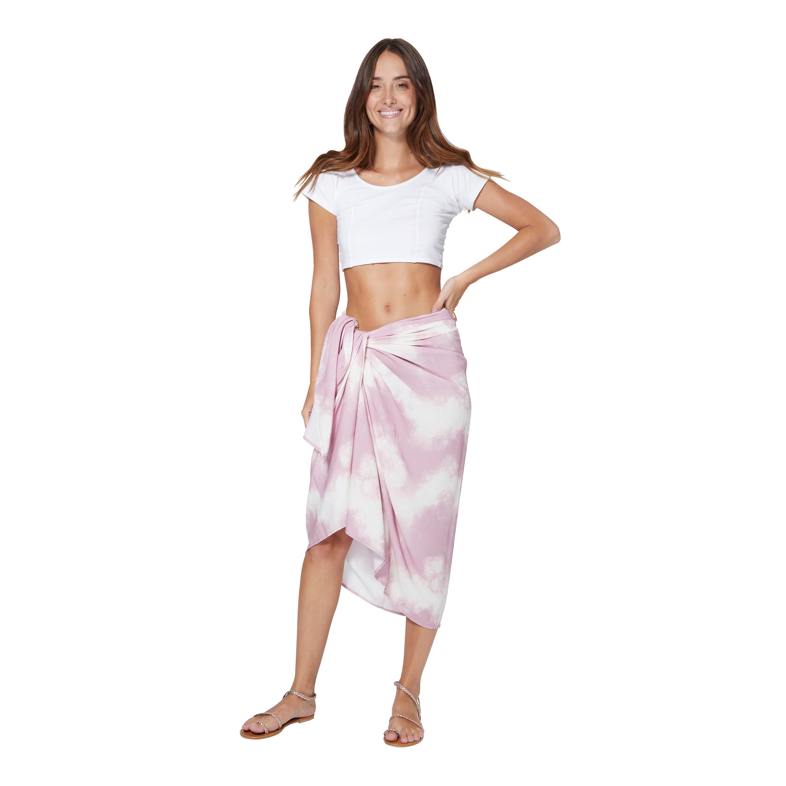 Foulard été Malakai - 100% viscose - rose, blanc - Akoustik Online