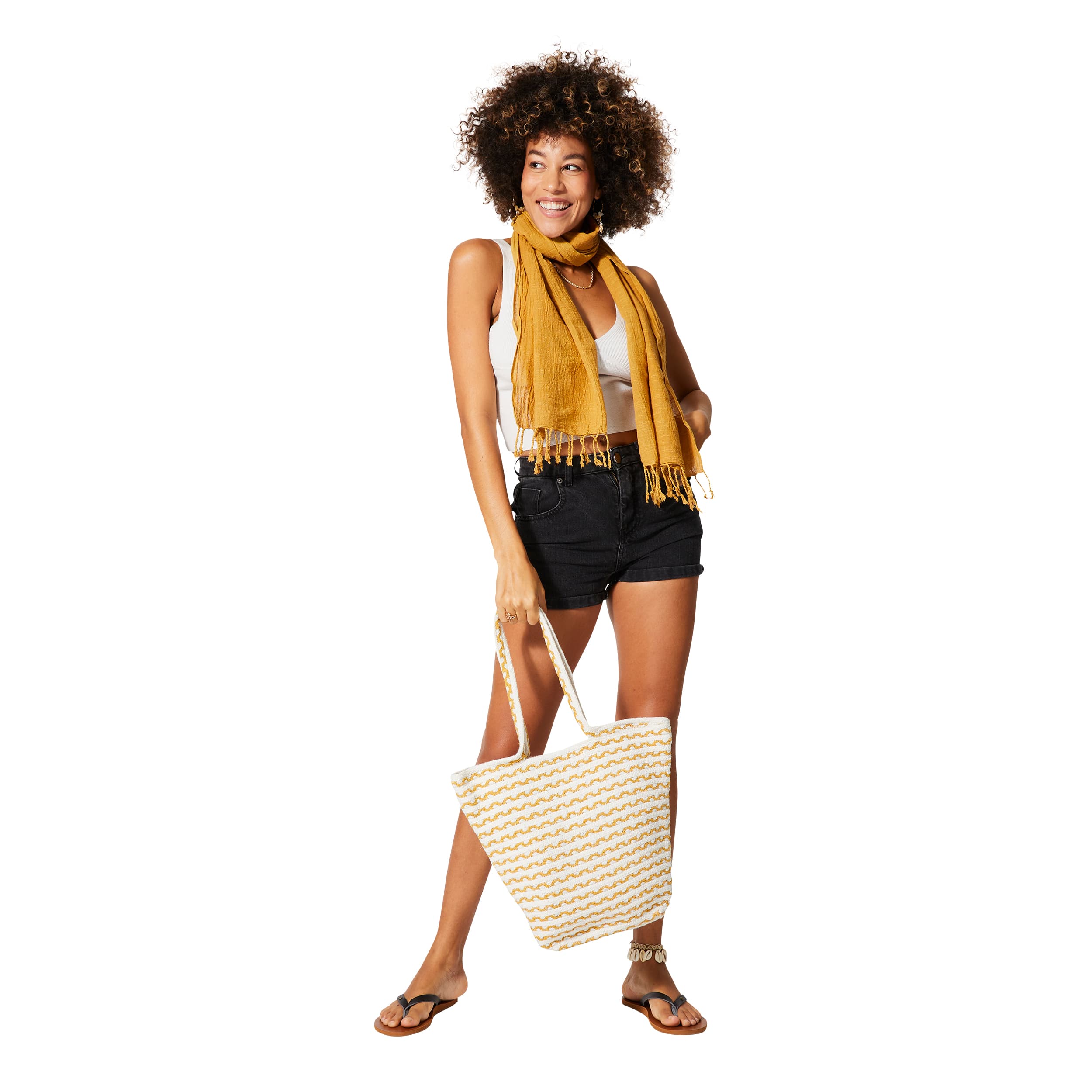 Foulard été 180 x 50 Josslyn - 100% coton - jaune - Akoustik Online