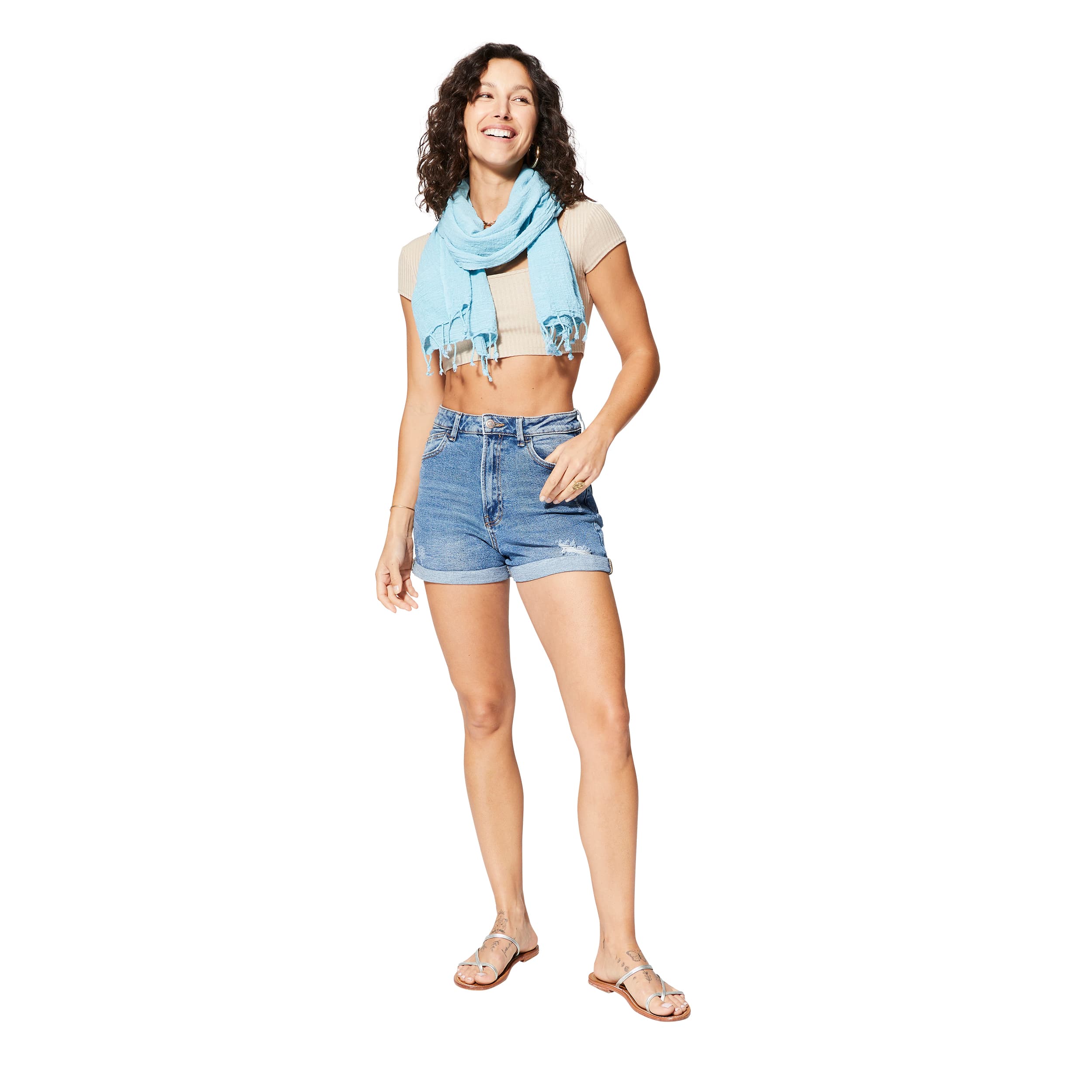Foulard été 180 x 50 Sascha - 100% coton - bleu - Akoustik Online