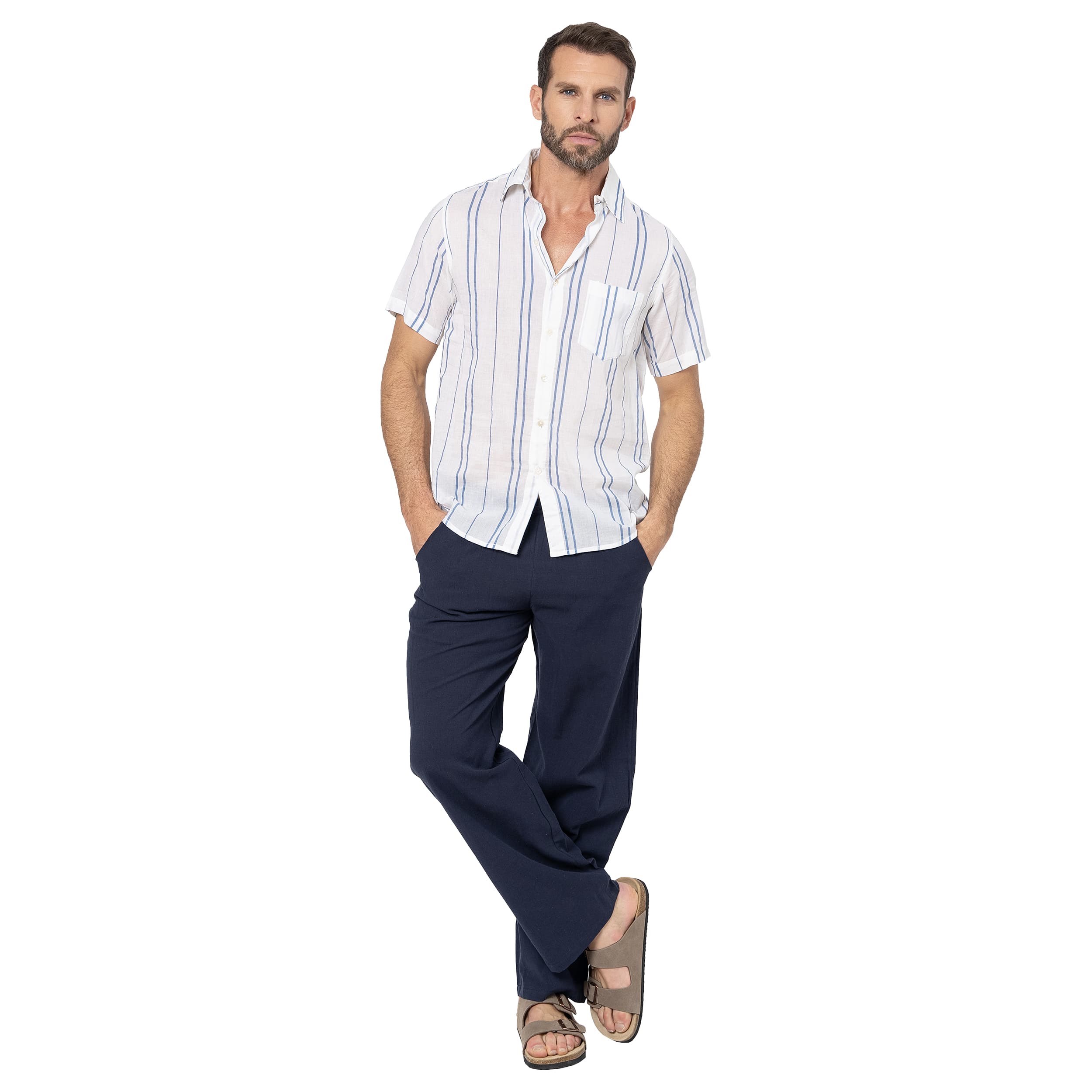 Chemise été manches courtes Mariangela - blanc, bleu - Akoustik Online