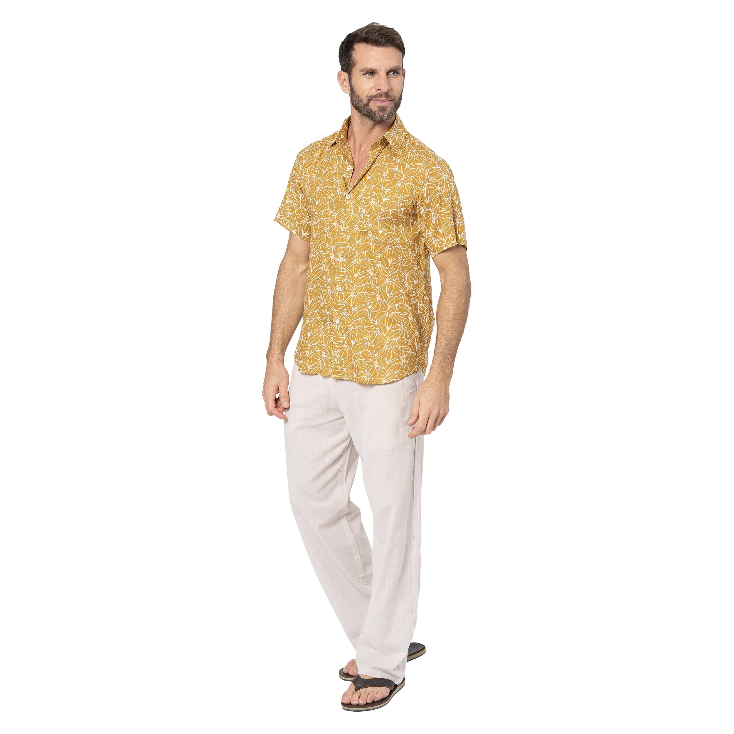 Chemise été manches courtes Esaias - jaune, blanc - Akoustik Online