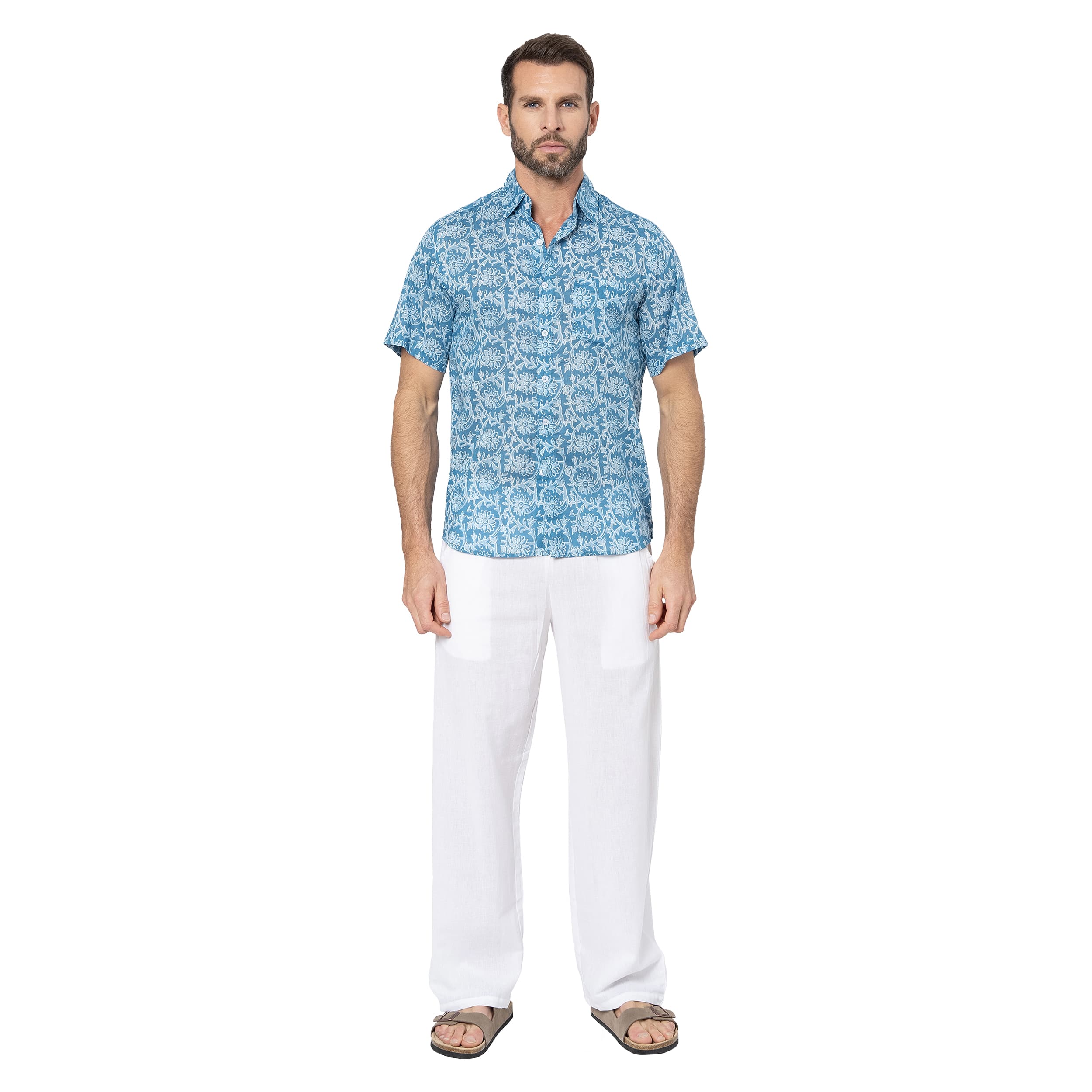 Chemise été manches courtes Vashti - bleu, blanc - Akoustik Online