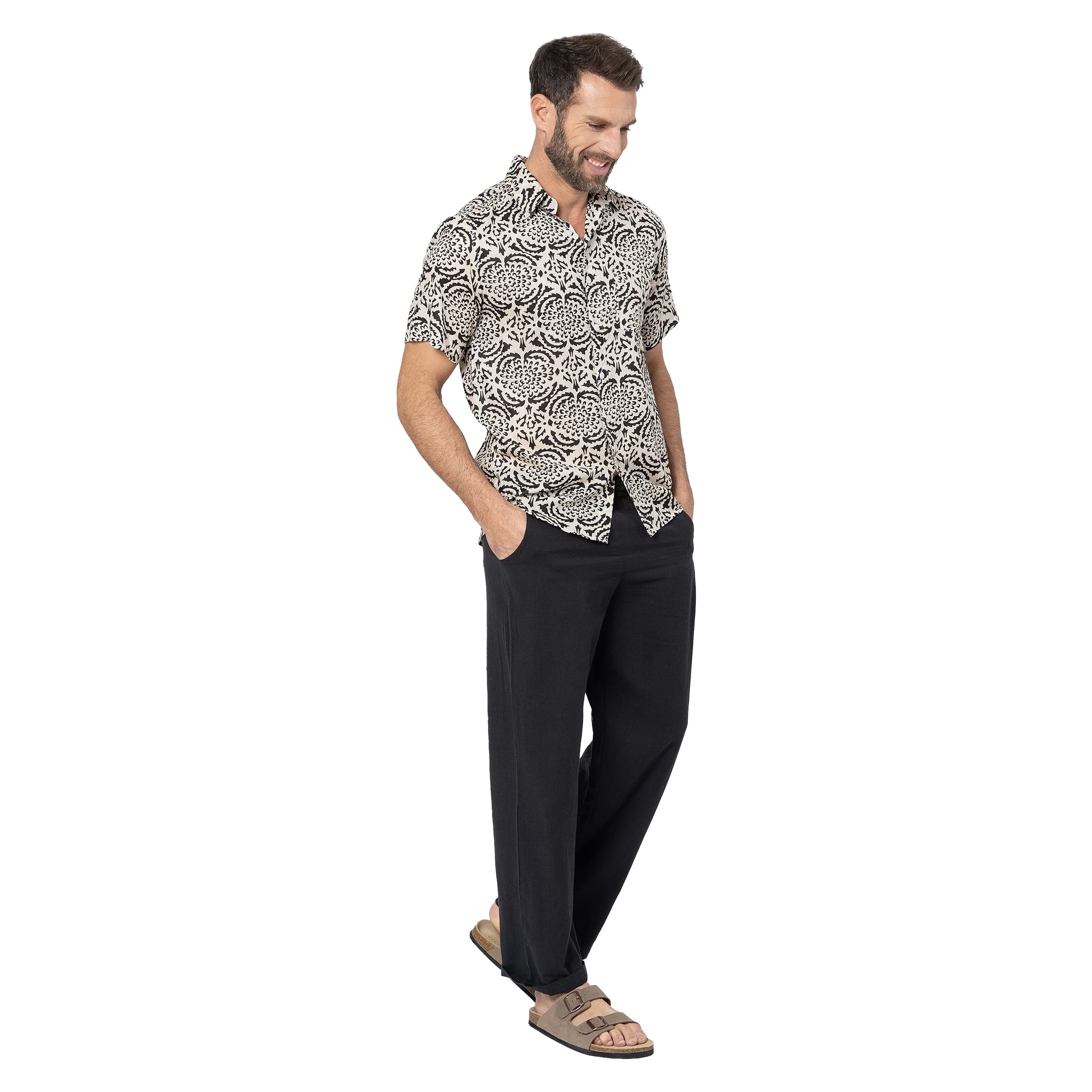 Chemise été manches courtes Seachnall - blanc, noir - Akoustik Online