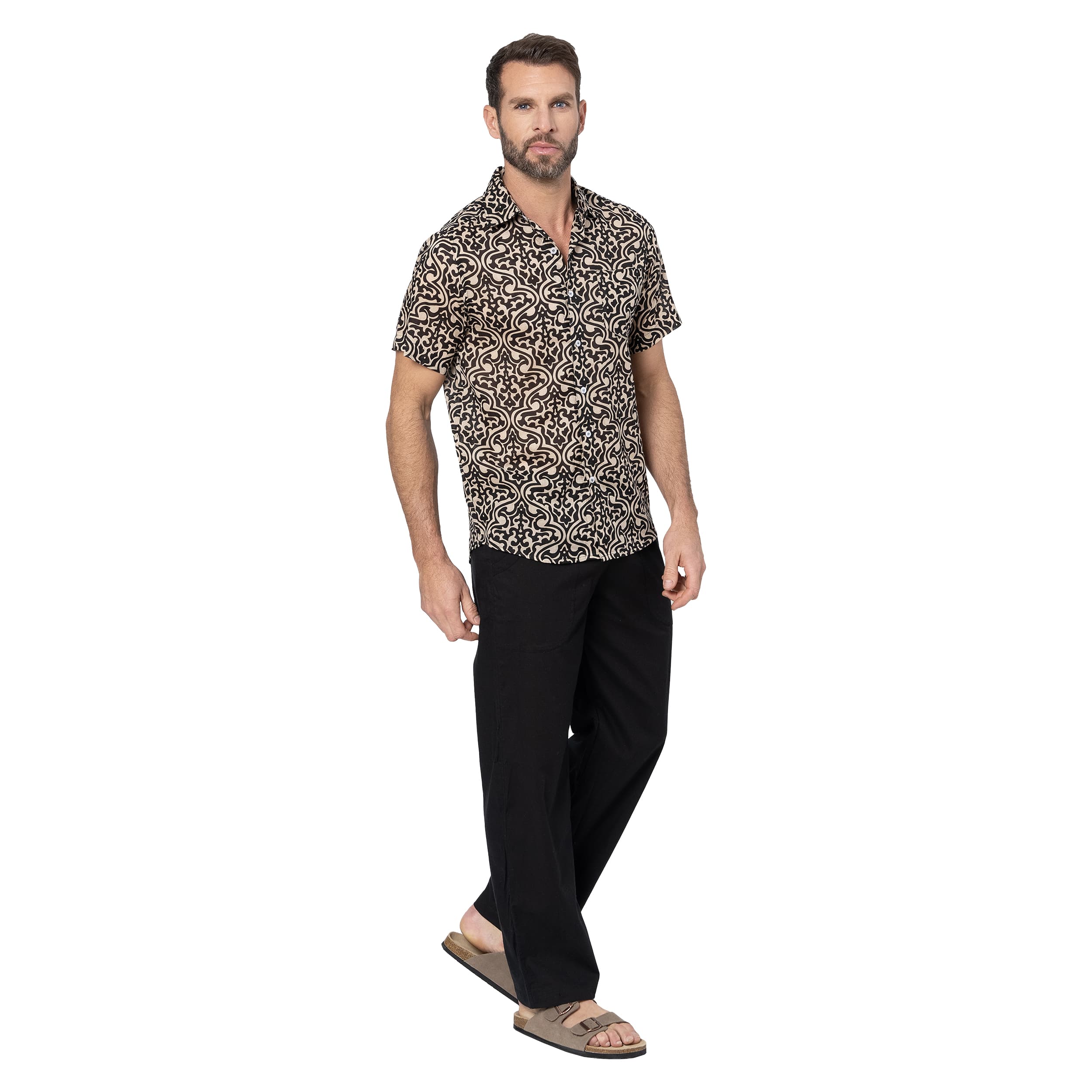 Chemise été manches courtes Micah - blanc, noir - Akoustik Online