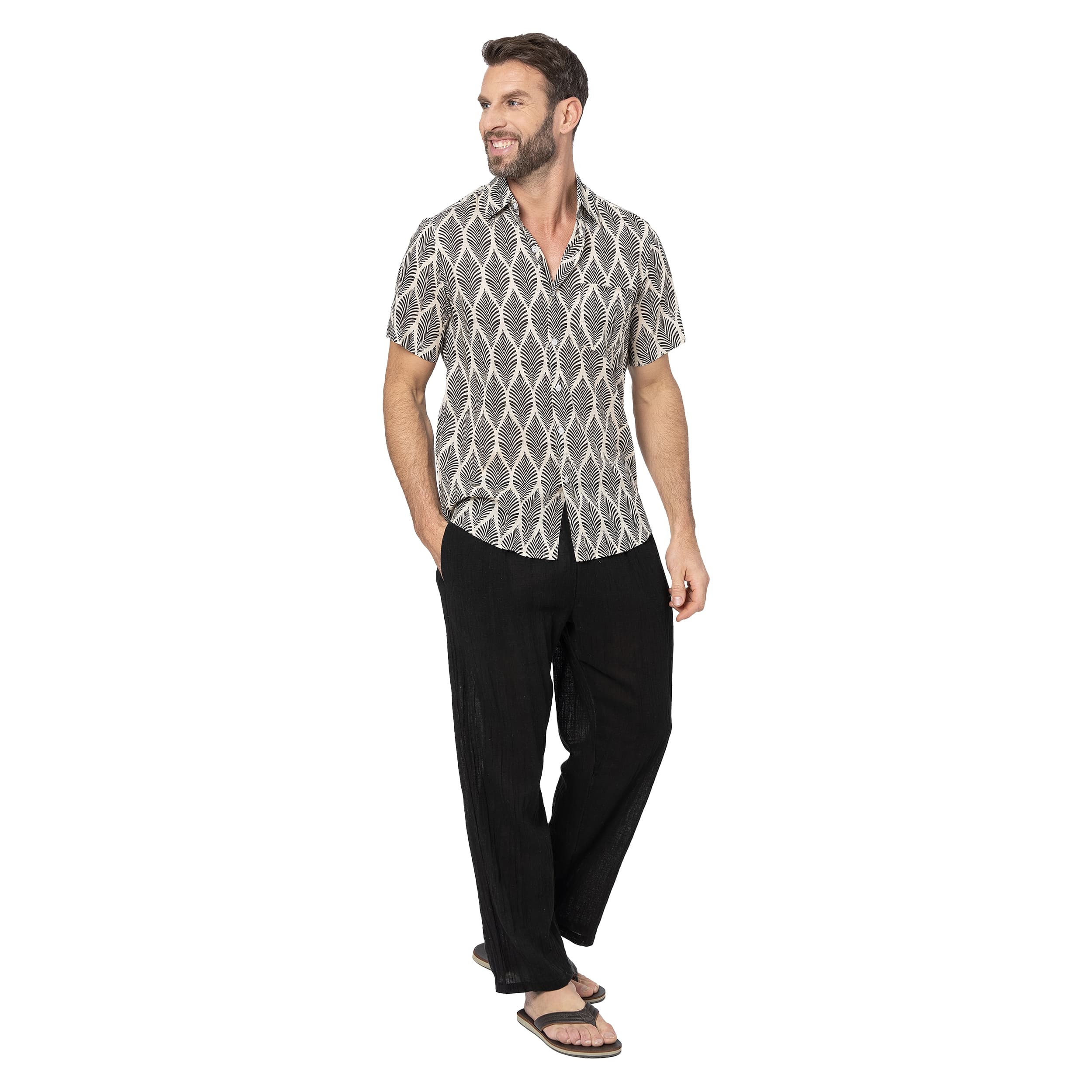 Chemise été manches courtes Phelan - blanc, noir - Akoustik Online