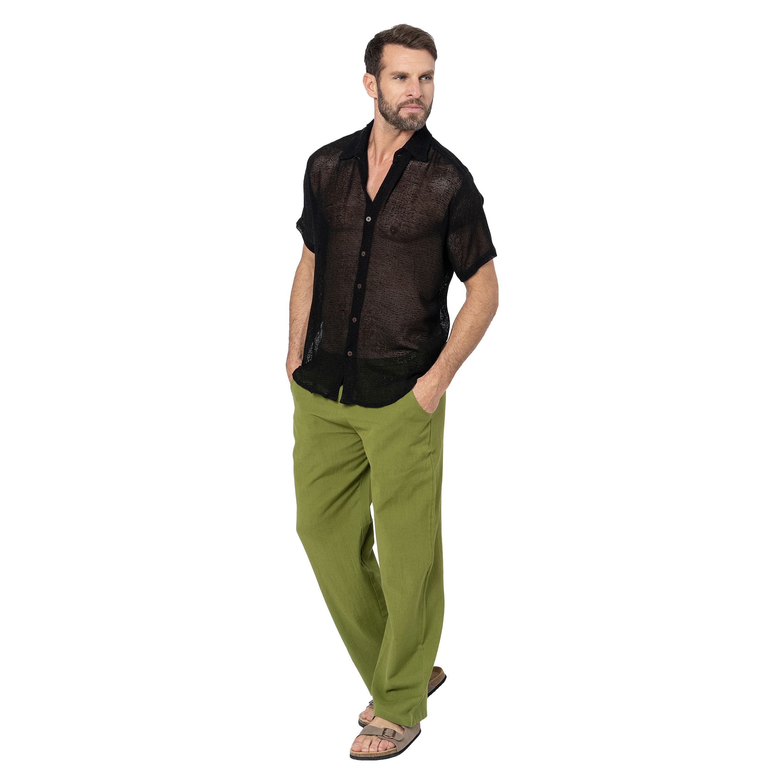 Chemise été manches courtes Rudi - 100% coton - noir - Akoustik Online