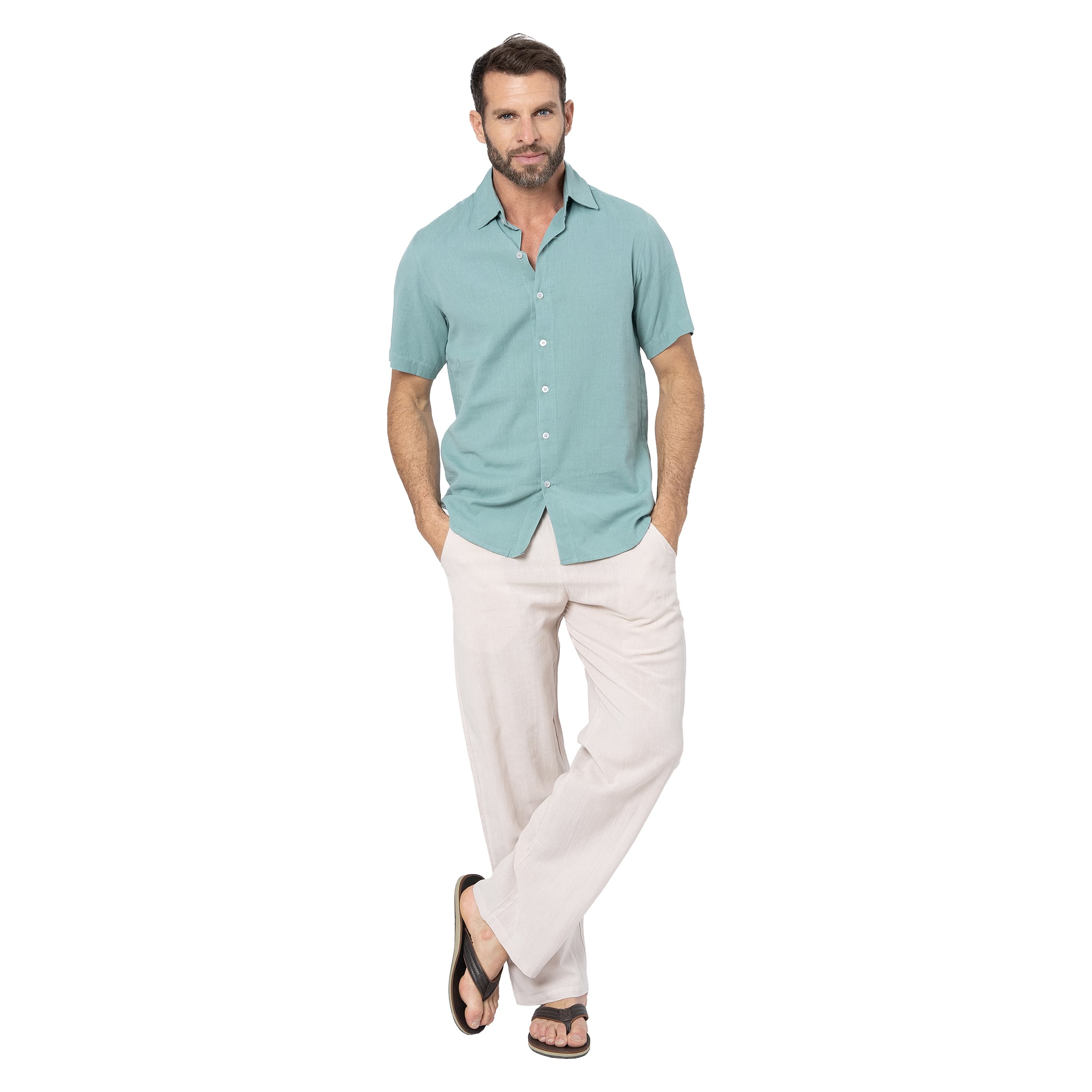 Chemise été manches courtes Quyen - turquoise - Akoustik Online