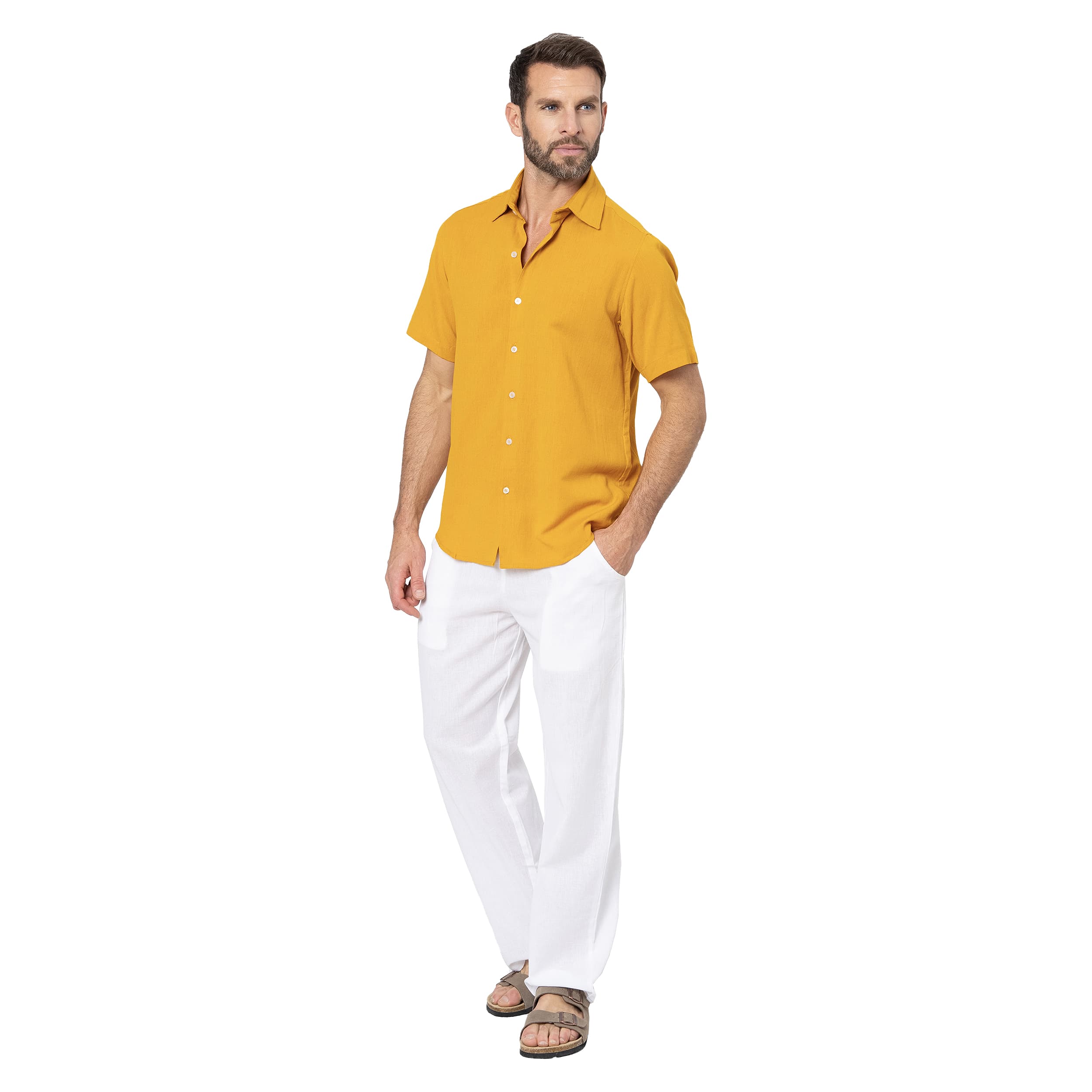 Chemise été manches courtes Simo - jaune - Akoustik Online