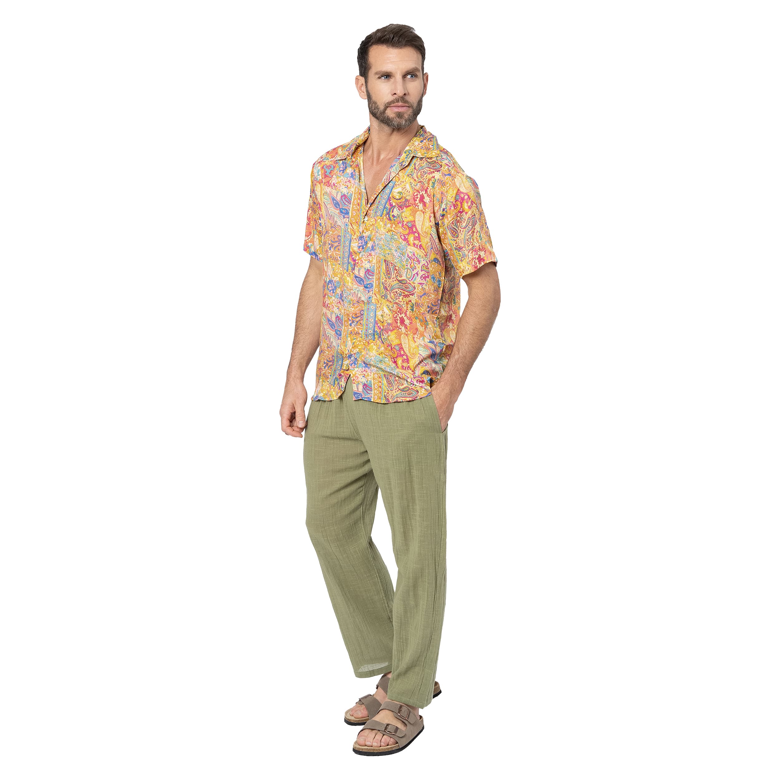 Pantalon été long Edite - 100% coton - vert - Akoustik Online
