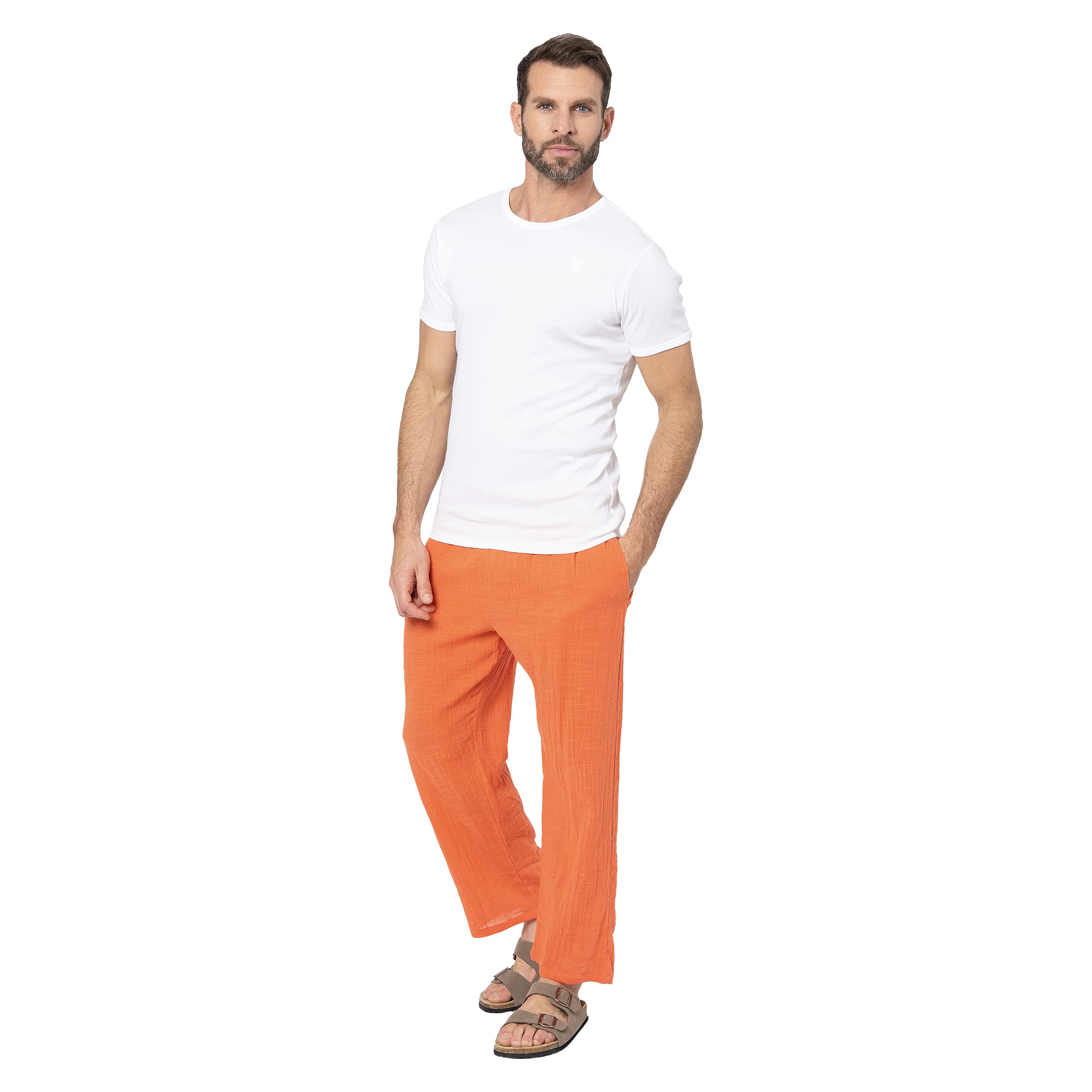 Pantalon été long Thuy - 100% coton - orange - Akoustik Online