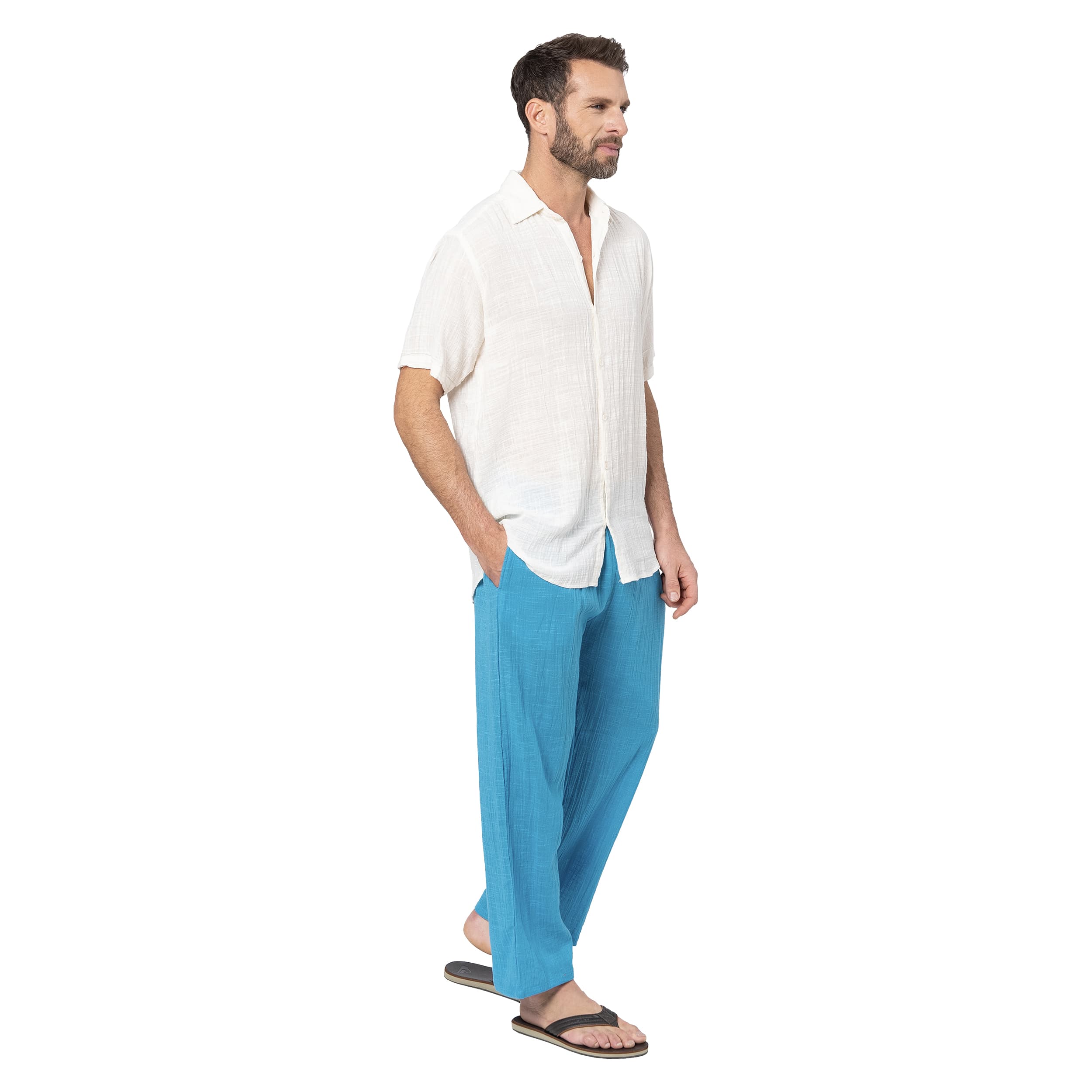 Pantalon été long Pericles - 100% coton - bleu - Akoustik Online