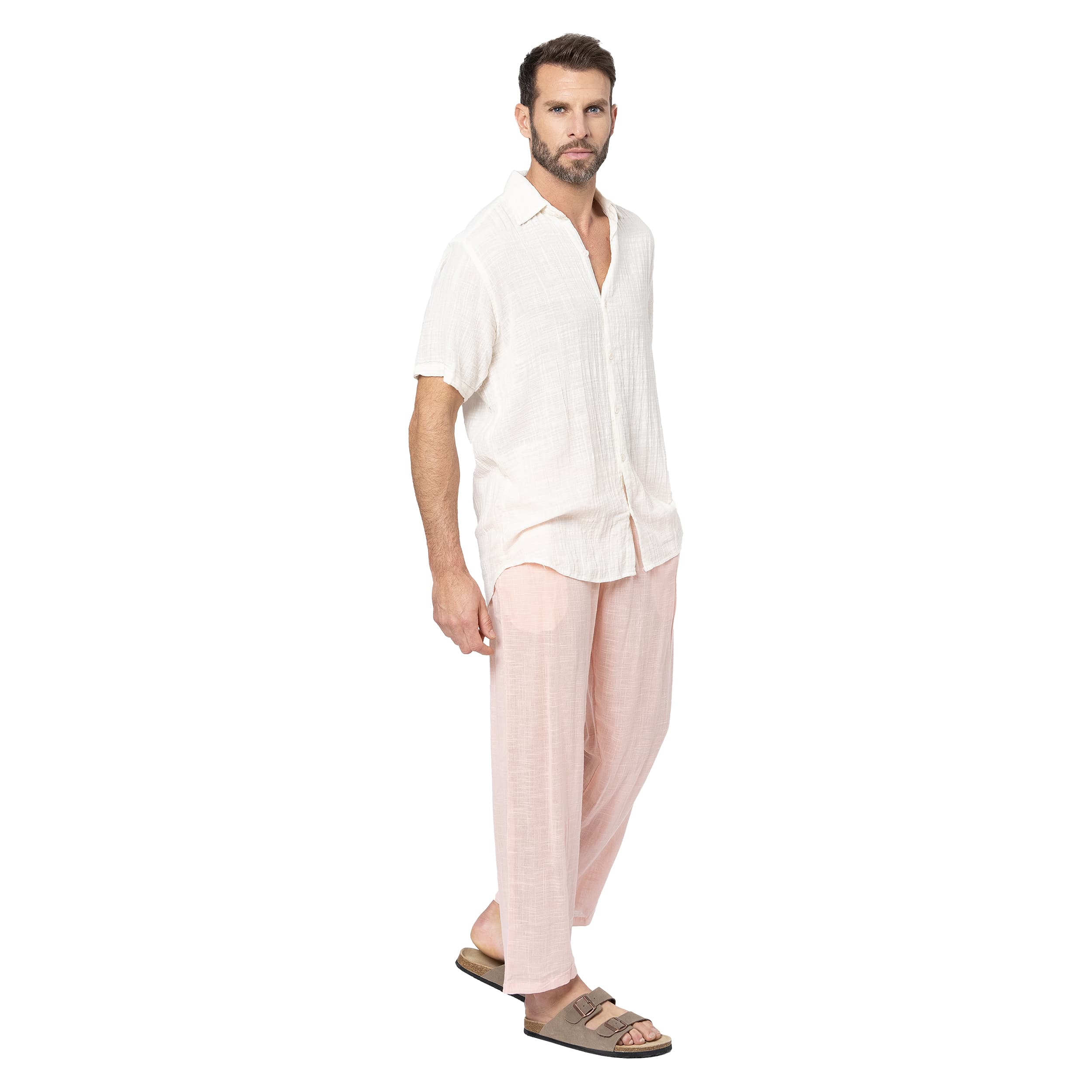 Pantalon été long Swanhilde - 100% coton - rose - Akoustik Online