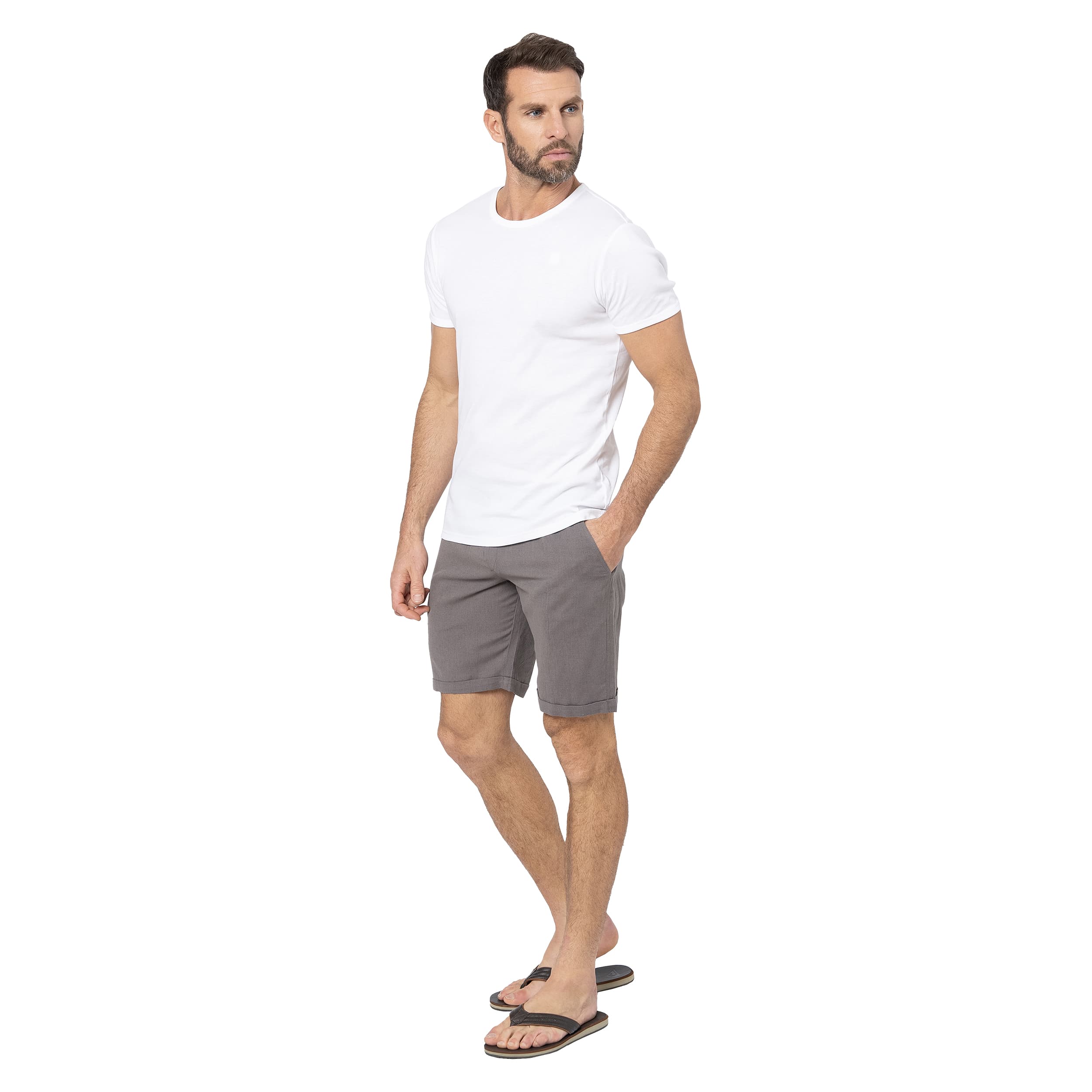 Short été Greet - 70% coton - 30% lin - gris - Akoustik Online