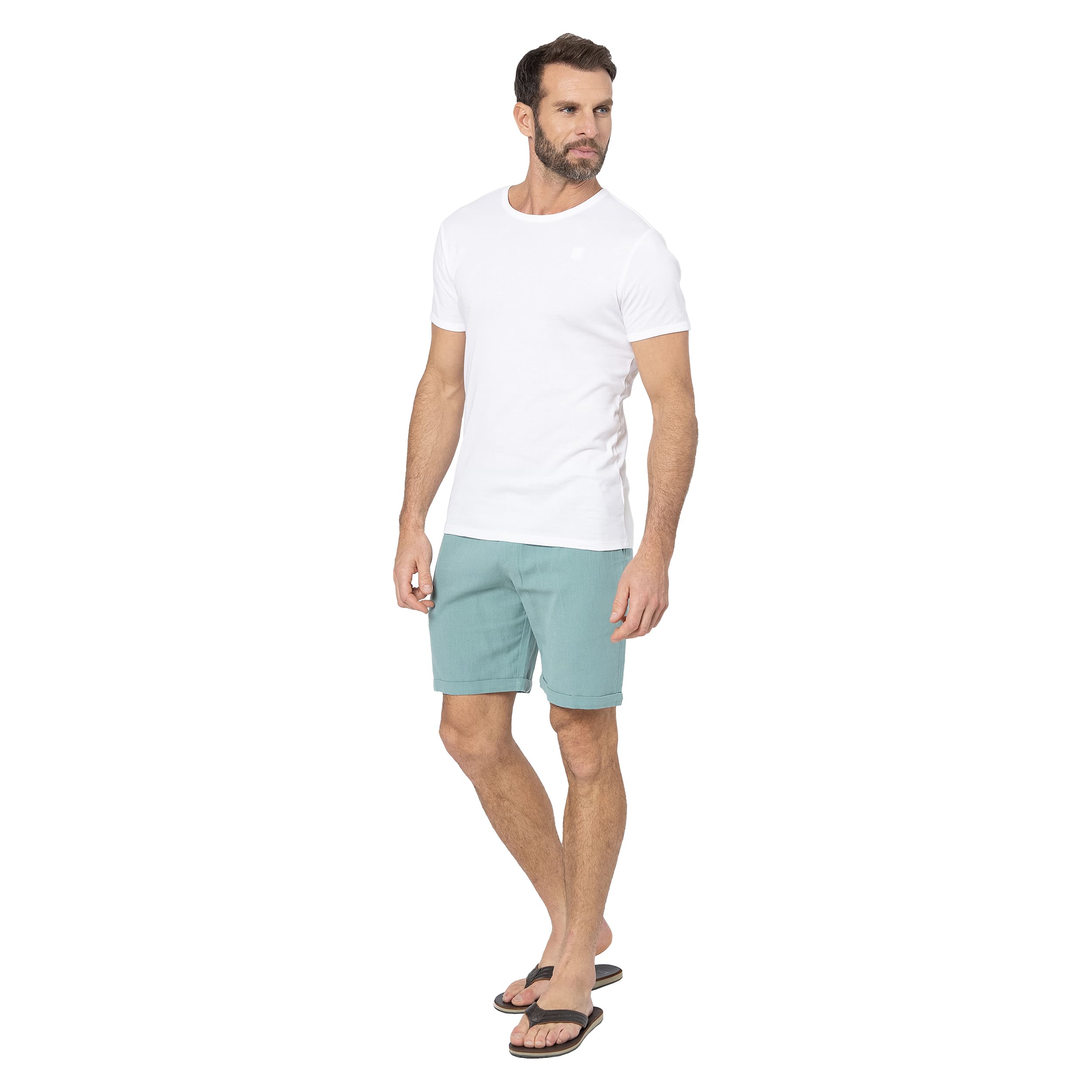 Short été Johann - 70% coton - 30% lin - turquoise - Akoustik Online