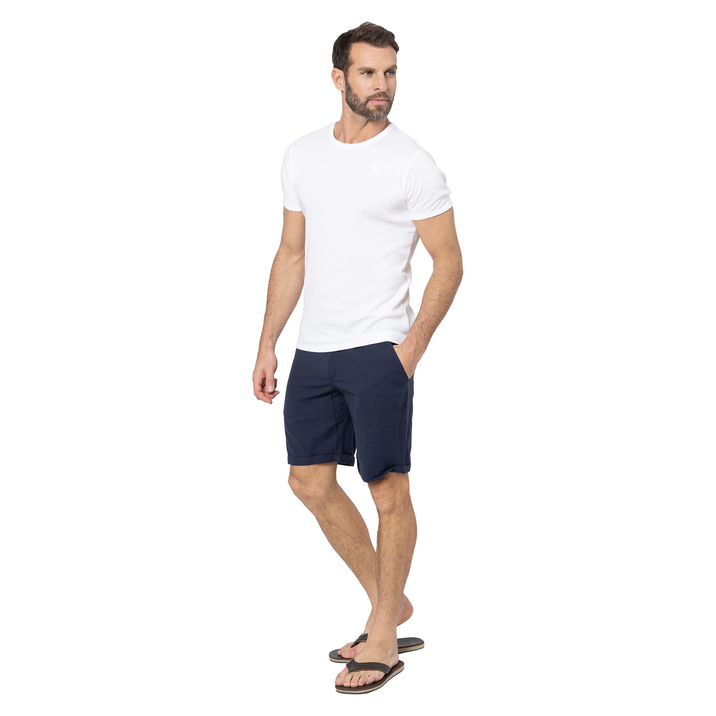 Short été Wynter - 70% coton - 30% lin - bleu marine - Akoustik Online