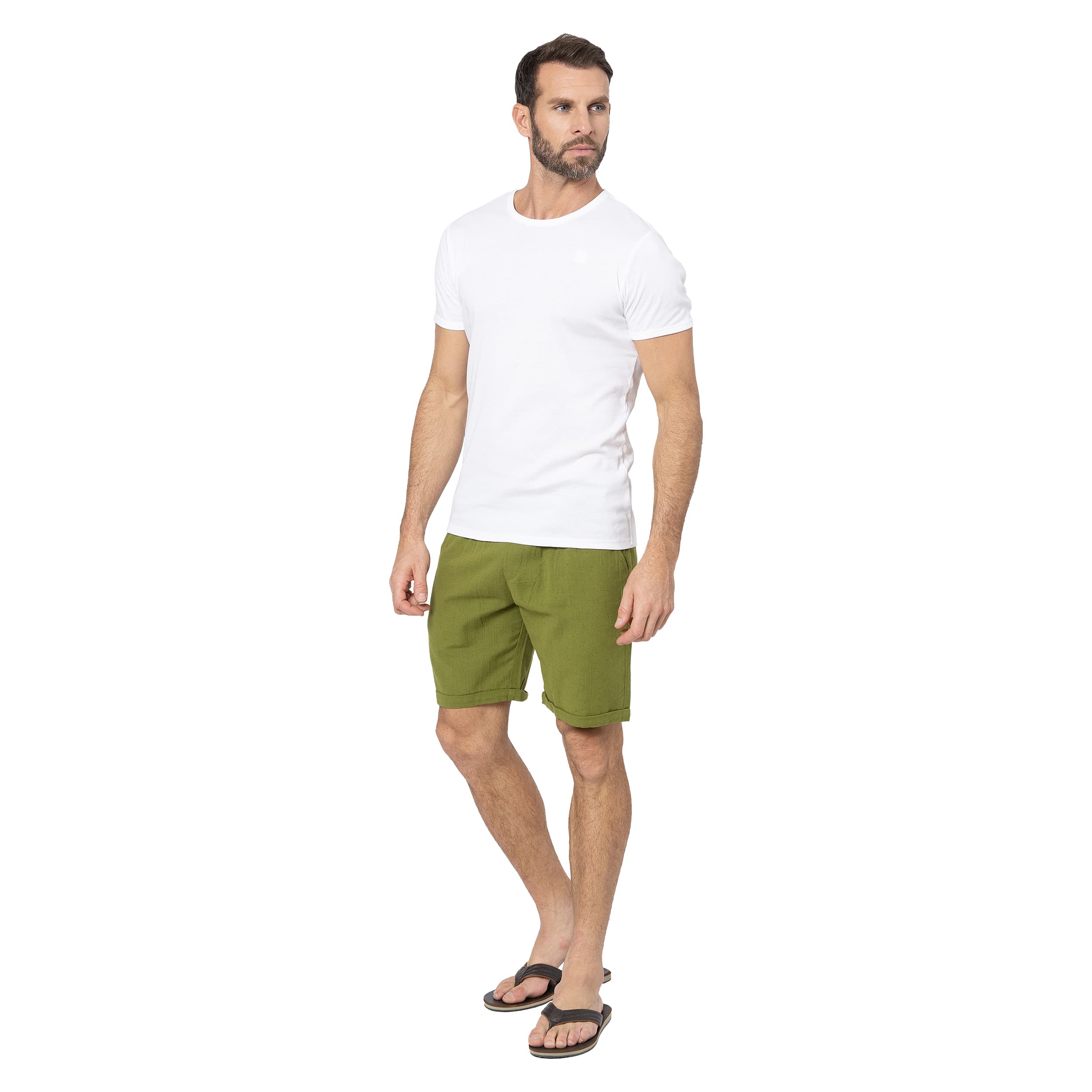 Short été Debora - 70% coton - 30% lin - vert - Akoustik Online