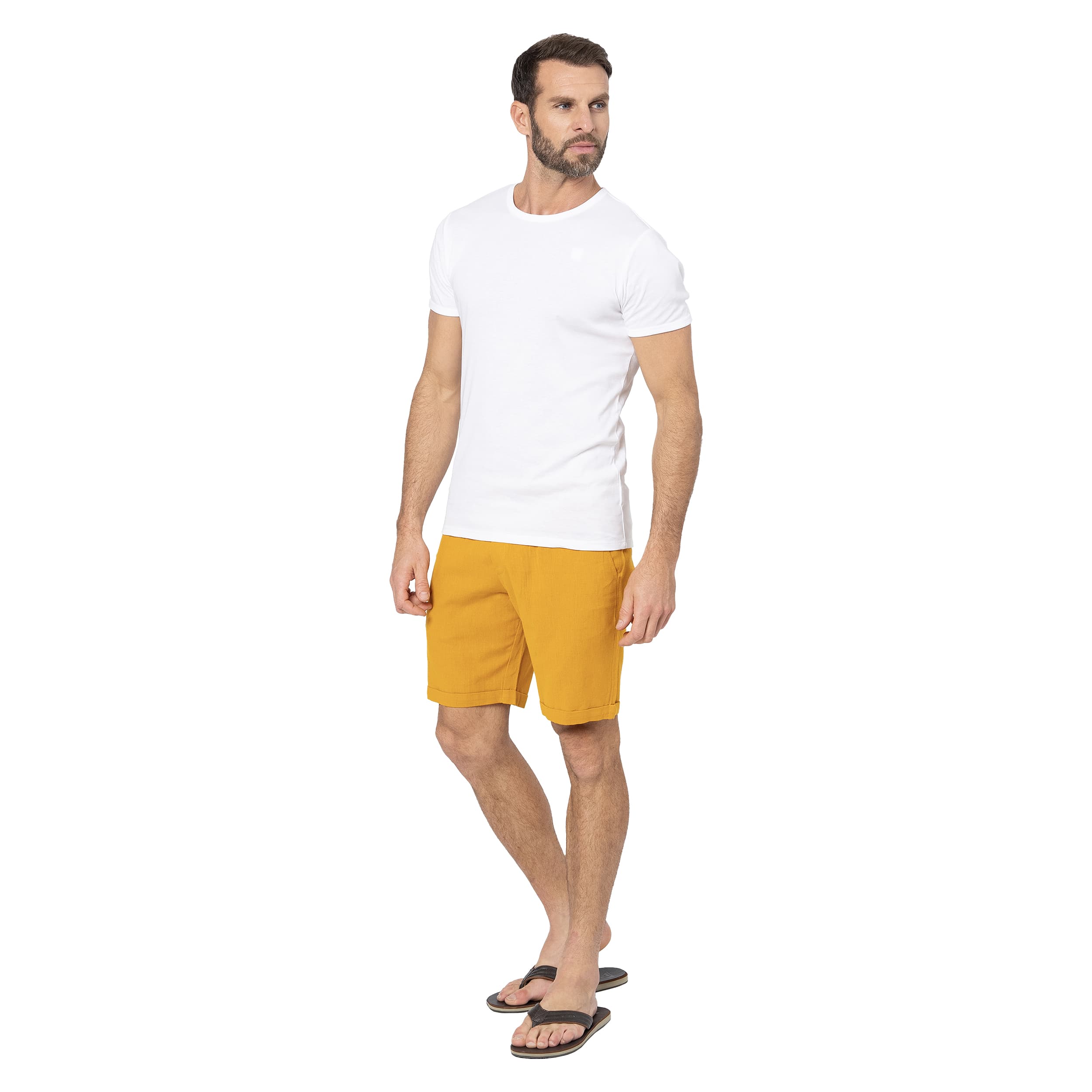 Short été Gráinne - 70% coton - 30% lin - jaune - Akoustik Online