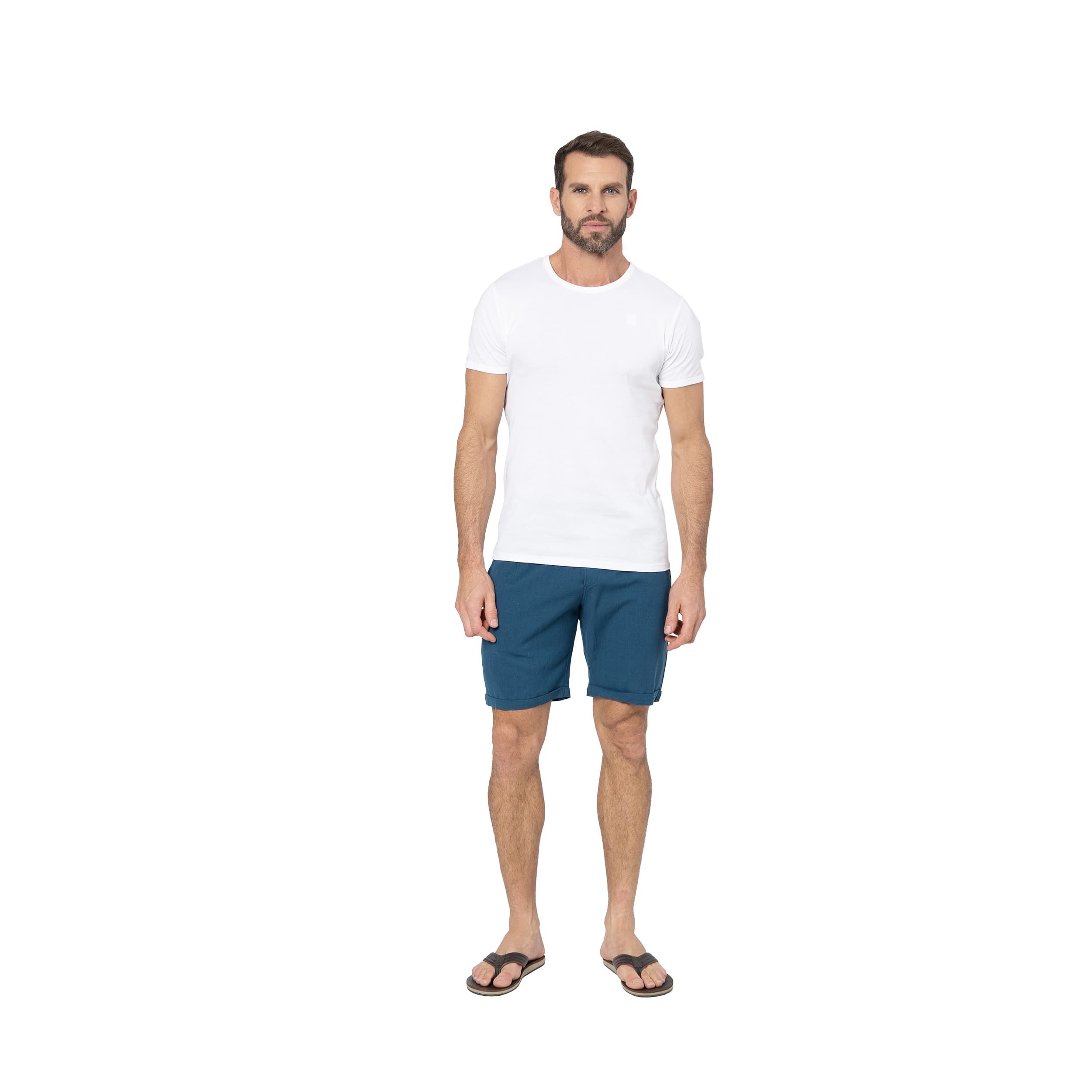 Short été Timoti - 70% coton - 30% lin - petrole - Akoustik Online