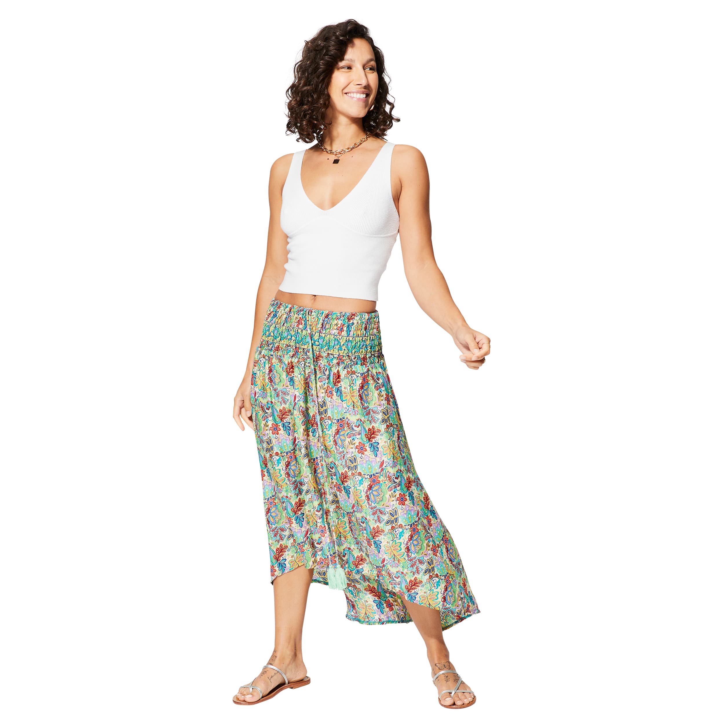 Jupe été asymétrique Modeste - 100% polyester - Akoustik Online