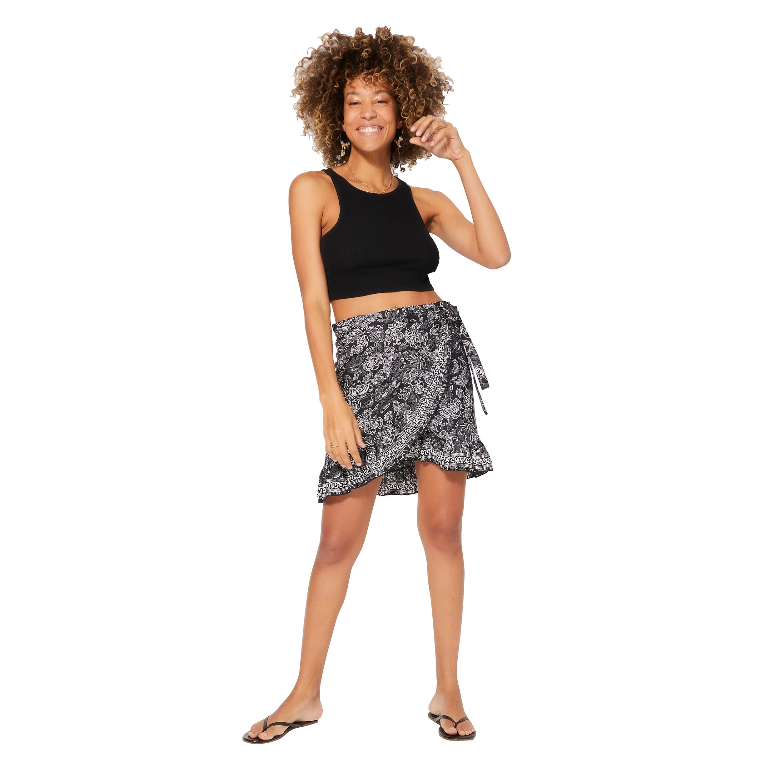 Jupe été courte Otho - 100% polyester - noir, blanc - Akoustik Online
