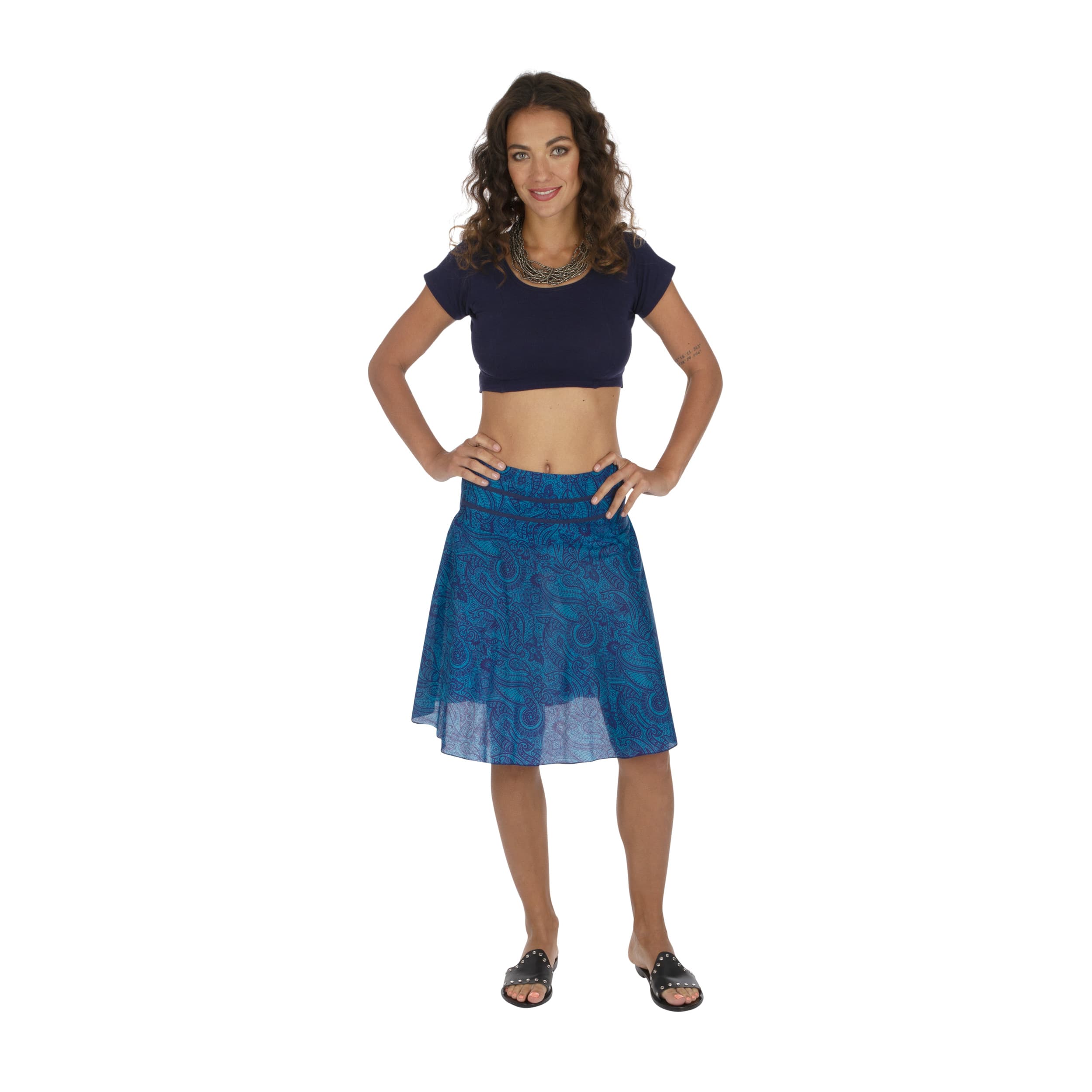 Jupe été courte Julien - 100% coton - bleu - Akoustik Online