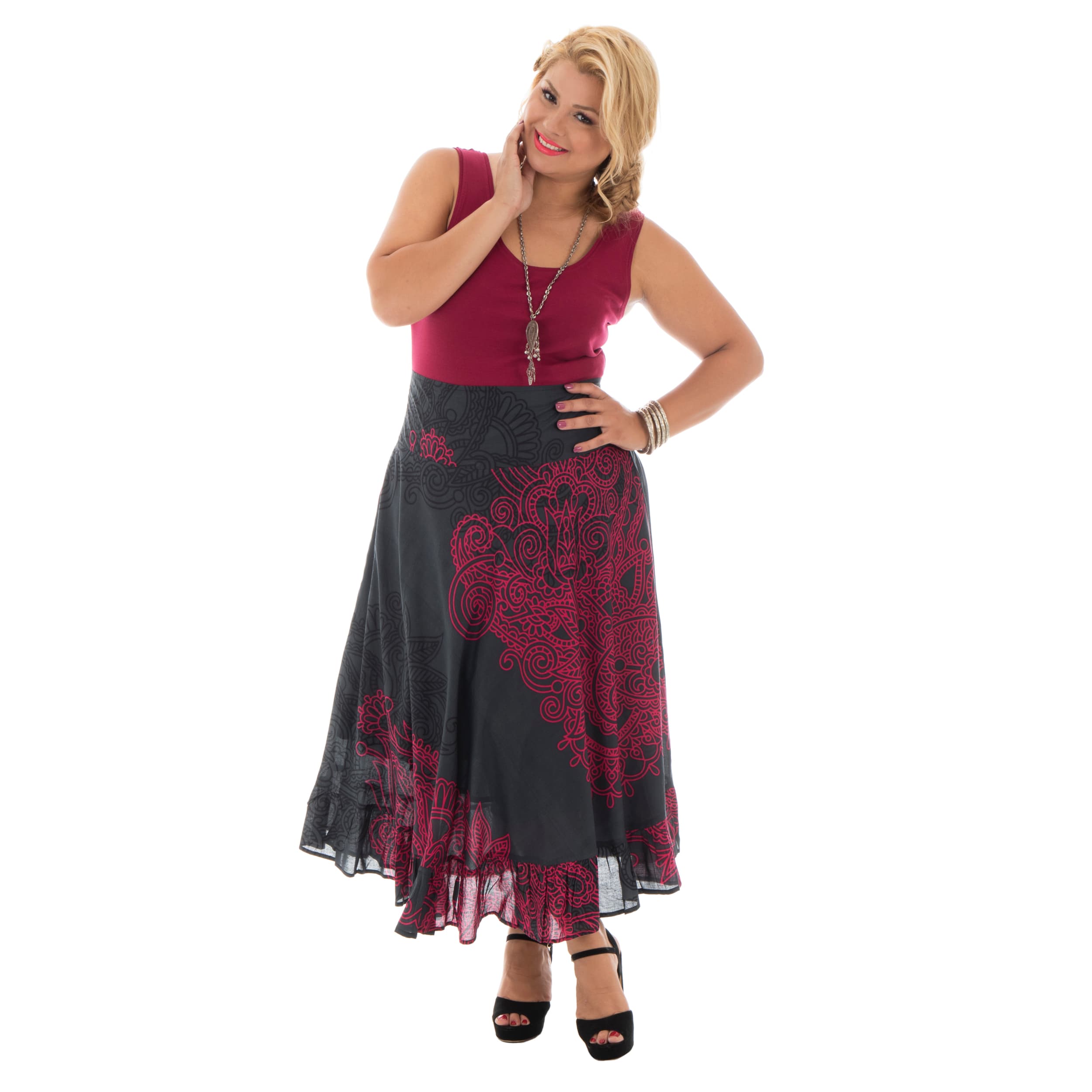 Jupe été Wanda - noir, rose - Petit Prix ! - Akoustik Online