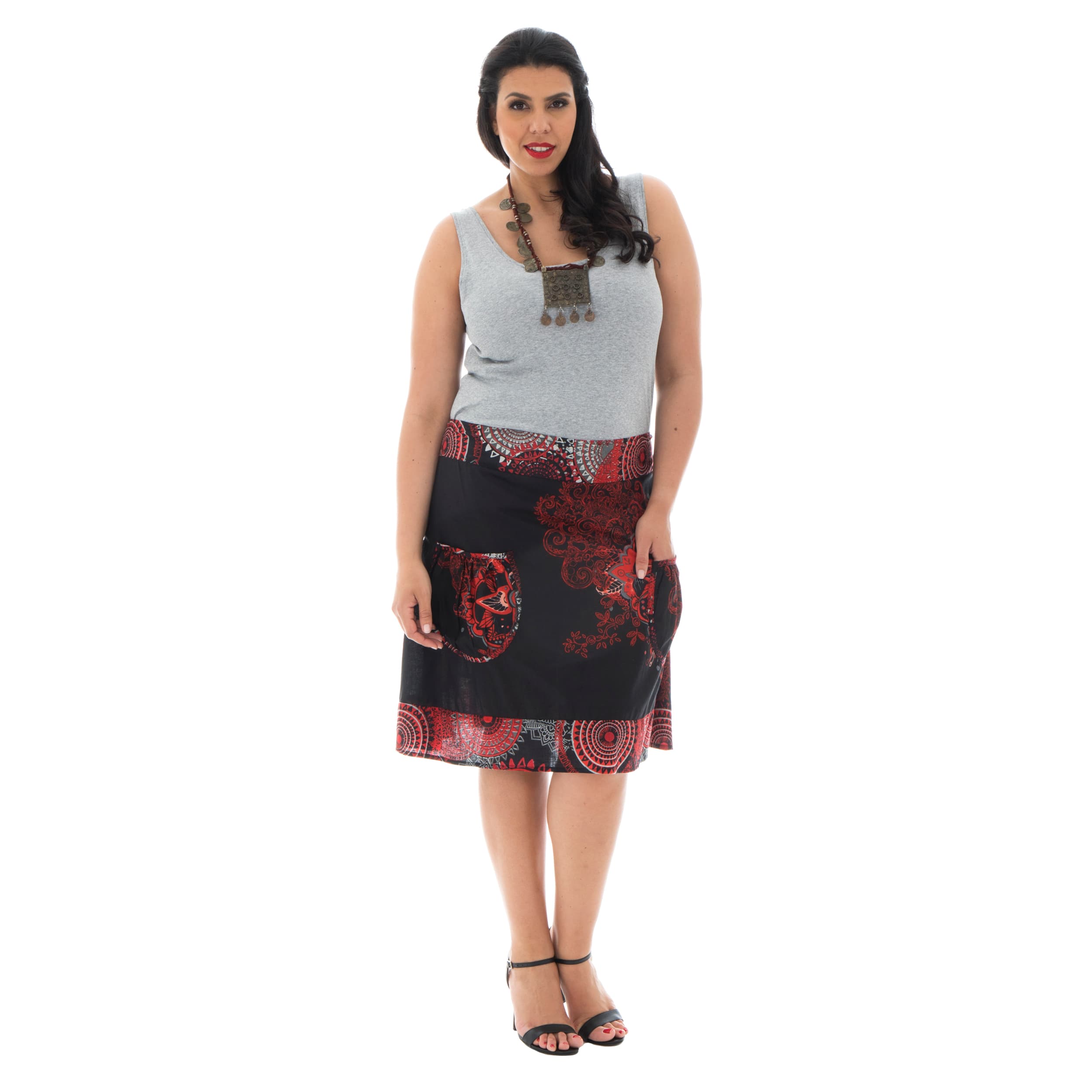 Jupe été Tacito - 100% coton - noir, rouge, gris - Akoustik Online