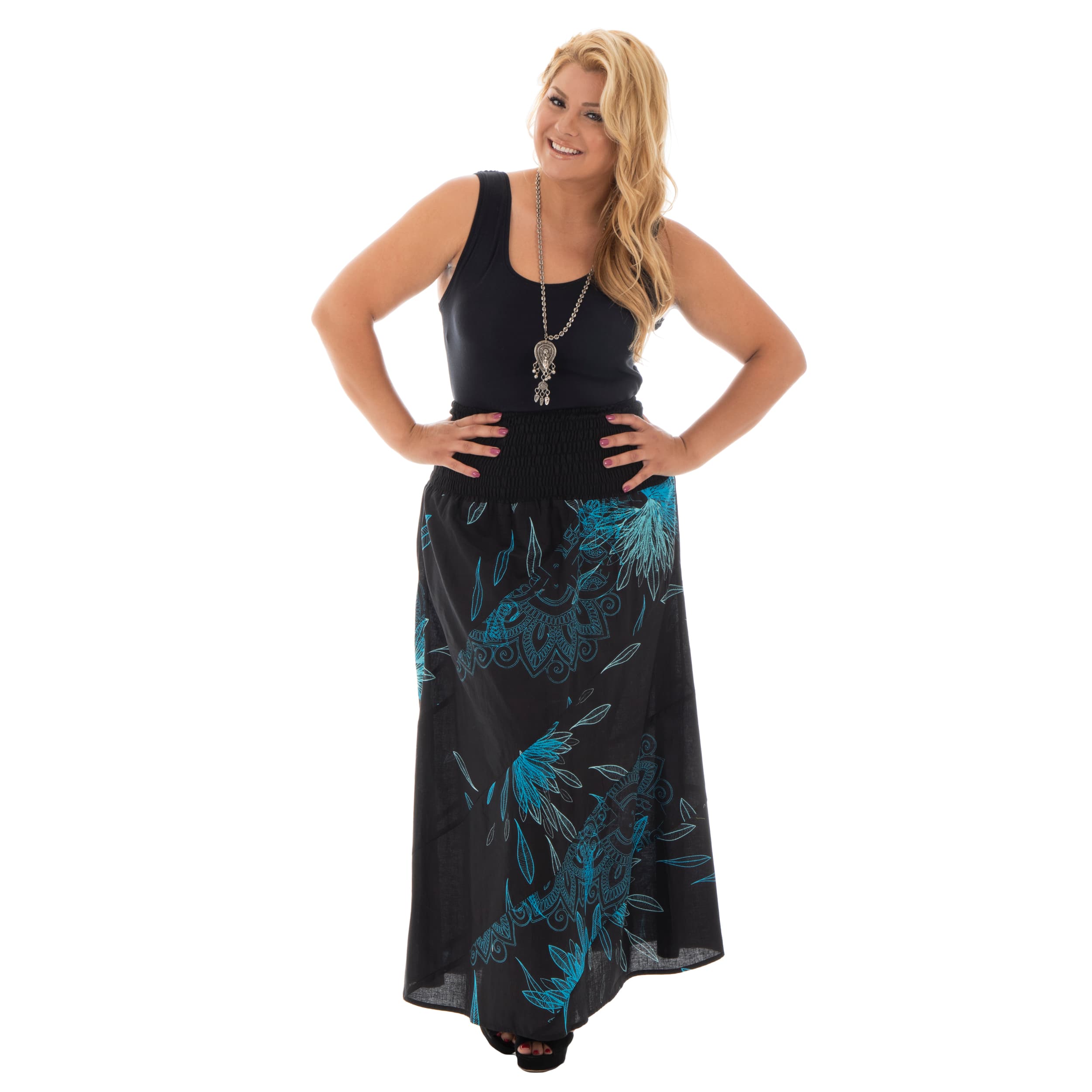 Jupe été Aggie - 100% coton - noir, bleu - Akoustik Online