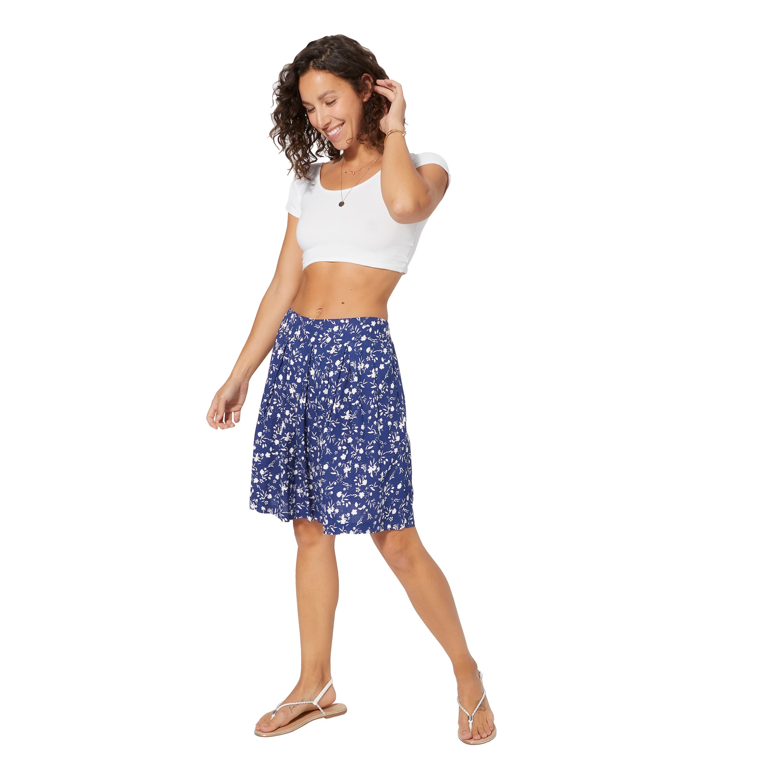 Jupe été courte Tor - 100% viscose - bleu, blanc - Akoustik Online